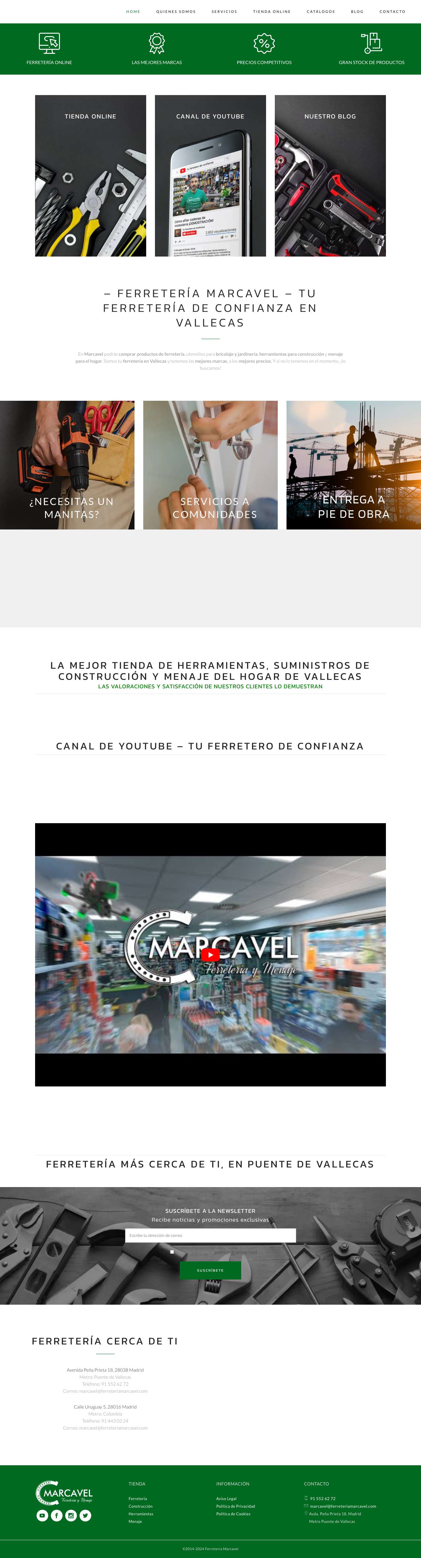 Ferretería Marcavel | Tu ferretería de confianza en Vallecas - Full Screenshot