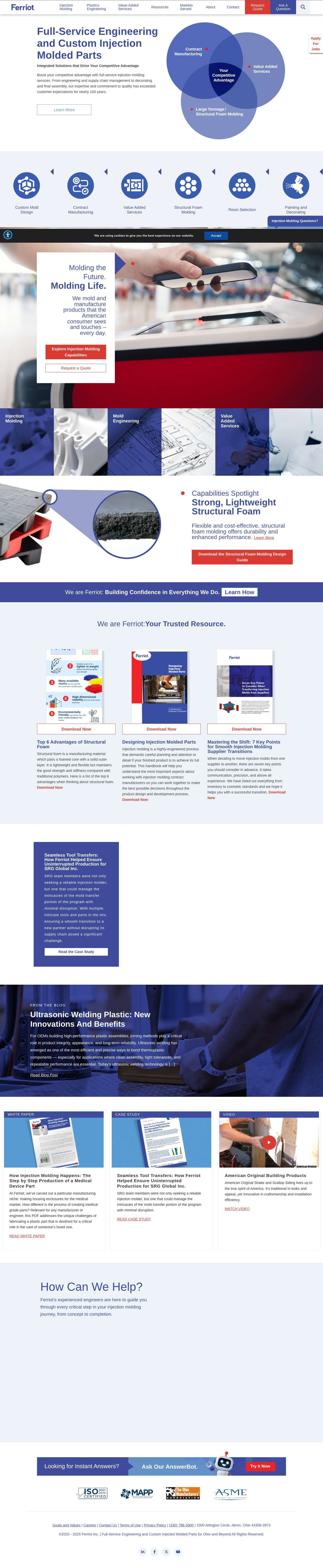 Ferriot Inc. | Full-Service Engineering and Custom Injected Molded Parts for Ohio and Beyond - Full Screenshot