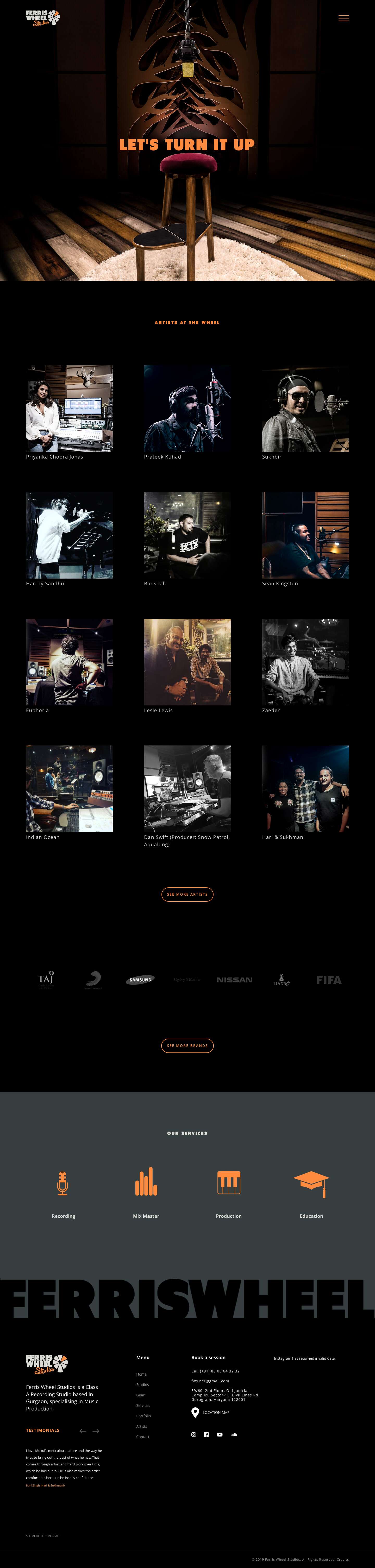 Ferris Wheel Studios – Class A Recording Studio based in Gurgaon, specialising in Music Production - Full Screenshot