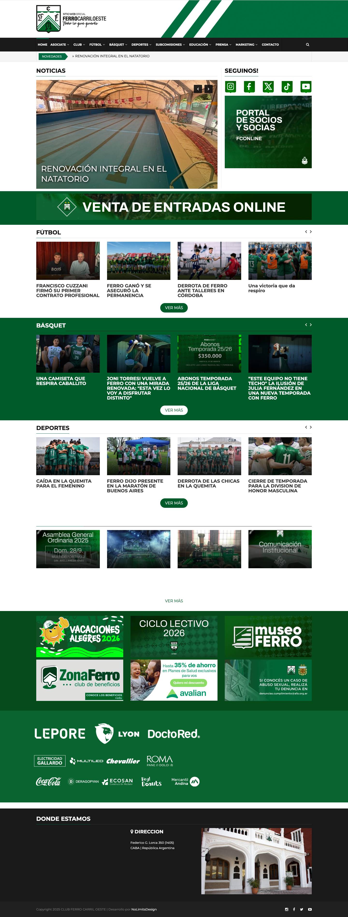 Club Ferro Carril Oeste – Sitio web oficial - Full Screenshot
