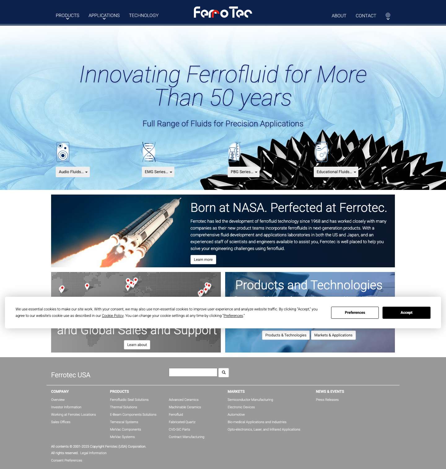 Ferrotec Ferrofluid - Innovating Ferrofluid for More than 40 Years - Full Screenshot