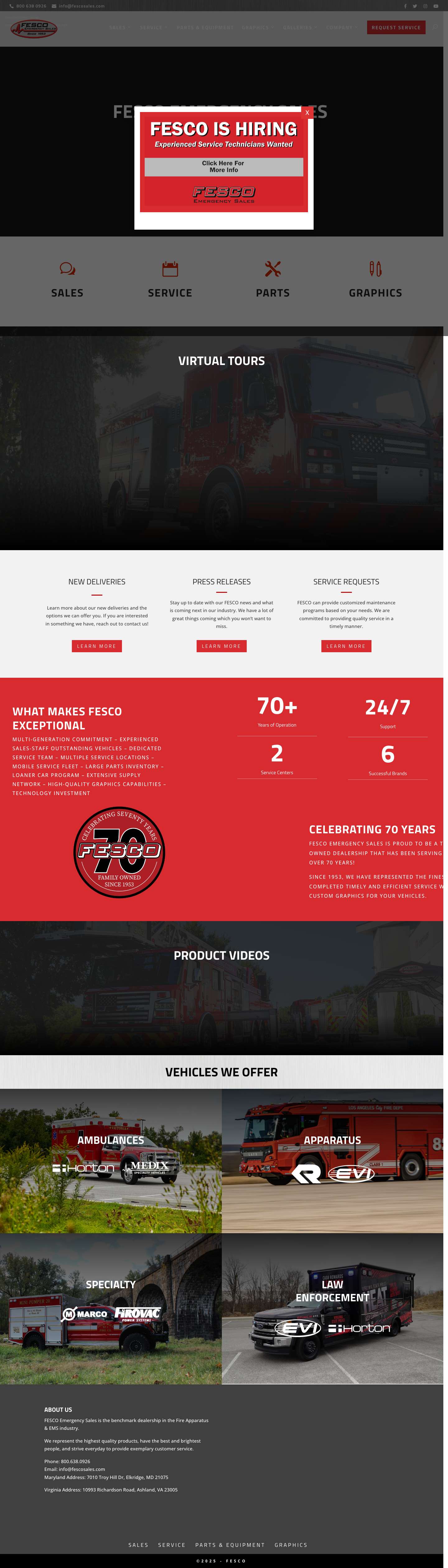 Specialty Vehicles Dealer Mid-Atlantic | Fesco Emergency Sales - Full Screenshot