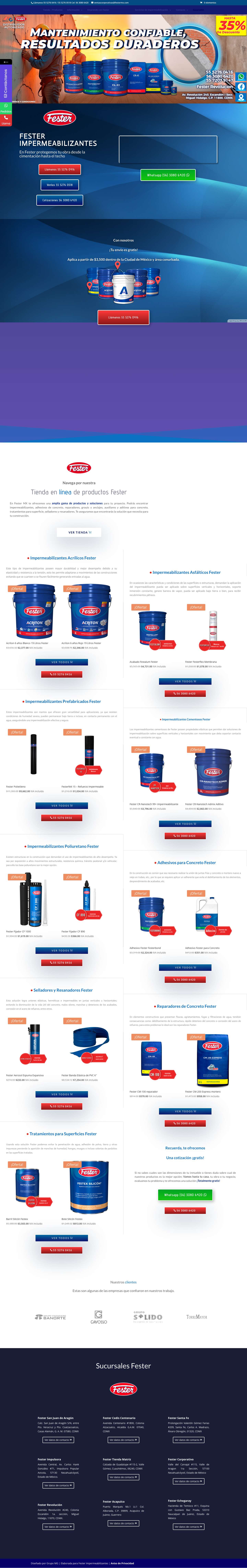 Fester Impermeabilizantes Mayoreo | Descuentos al 56 3080 6420 - Full Screenshot