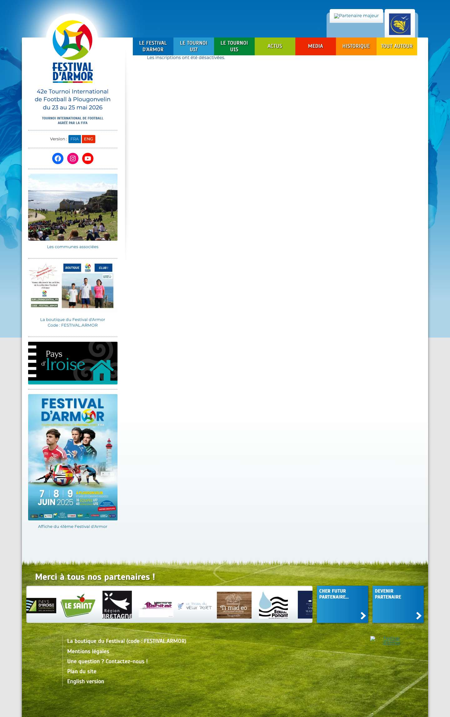 Tournoi International de Football à Plougonvelin, le week-end de la Pentecôte - Festival d'Armor - Full Screenshot