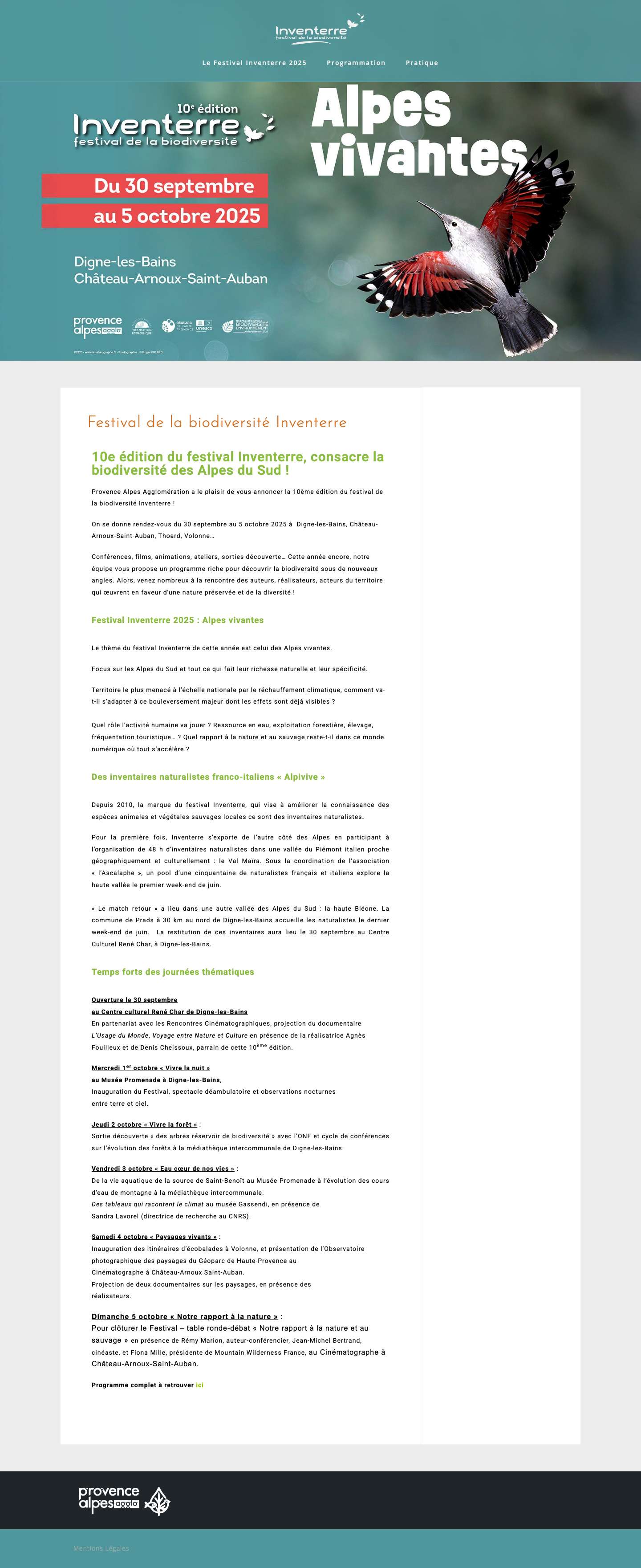 Festival Inventerre | du 30 sept au 5 octobre 2025 - Full Screenshot