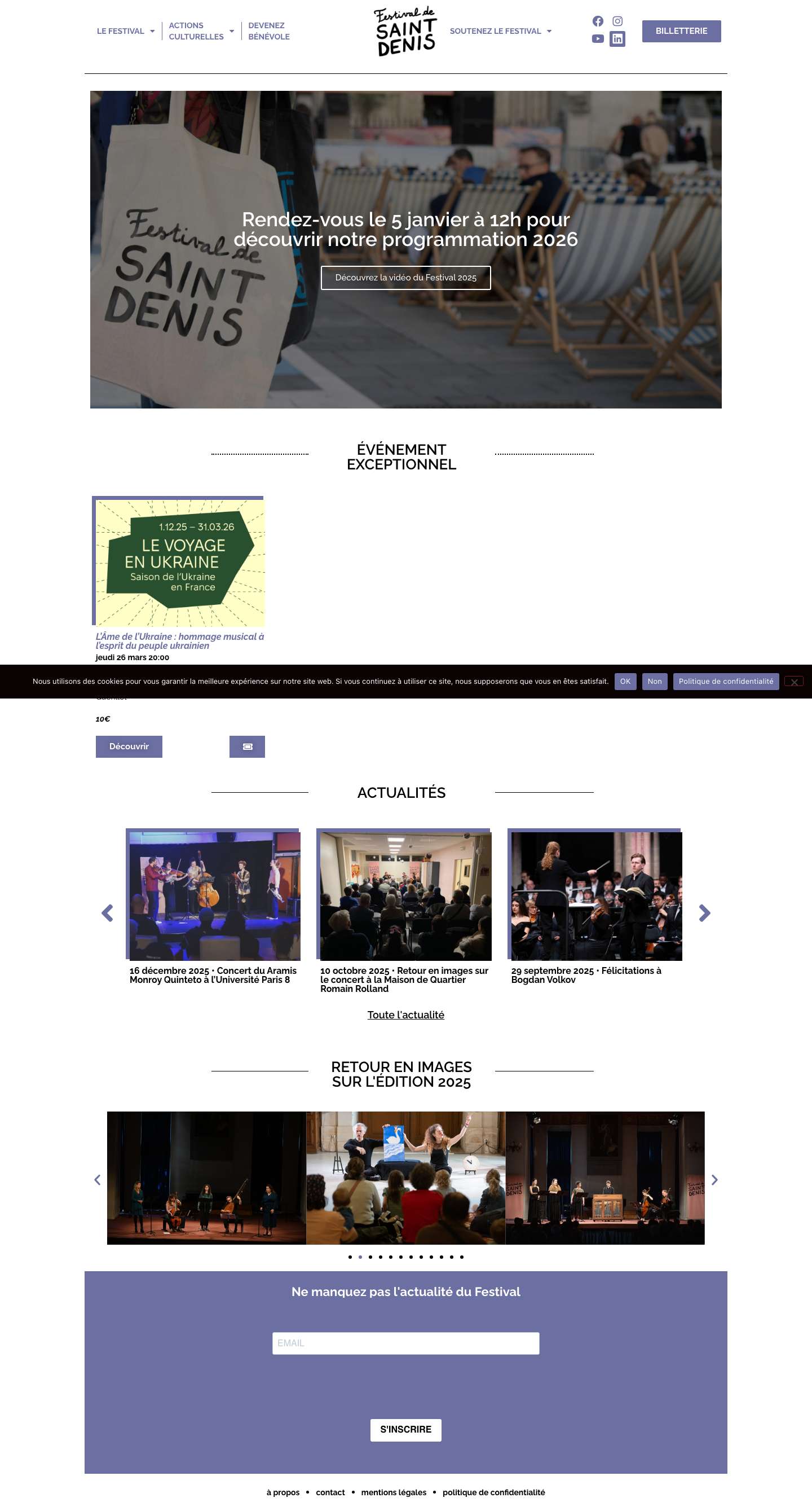 Festival de Saint-Denis • Page d'accueil - Full Screenshot