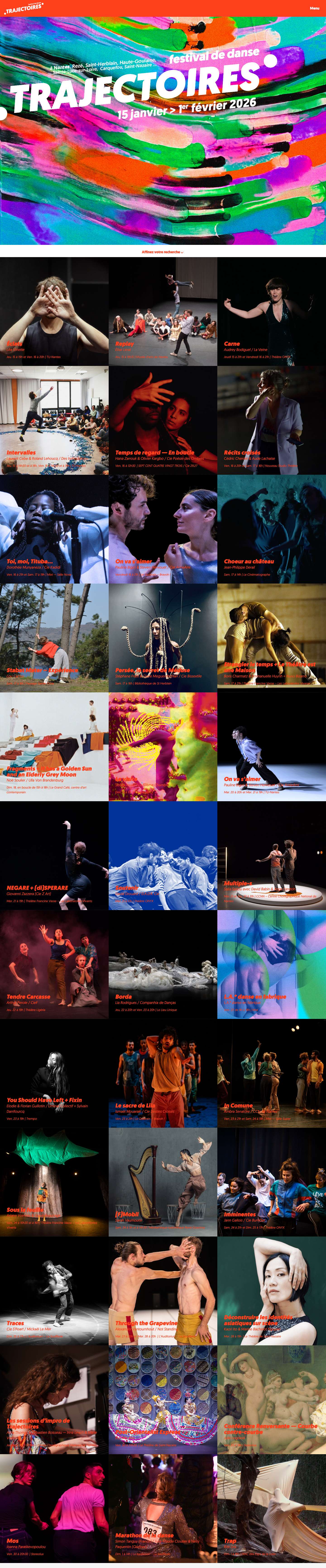 Le programme - Festival Trajectoires - Full Screenshot