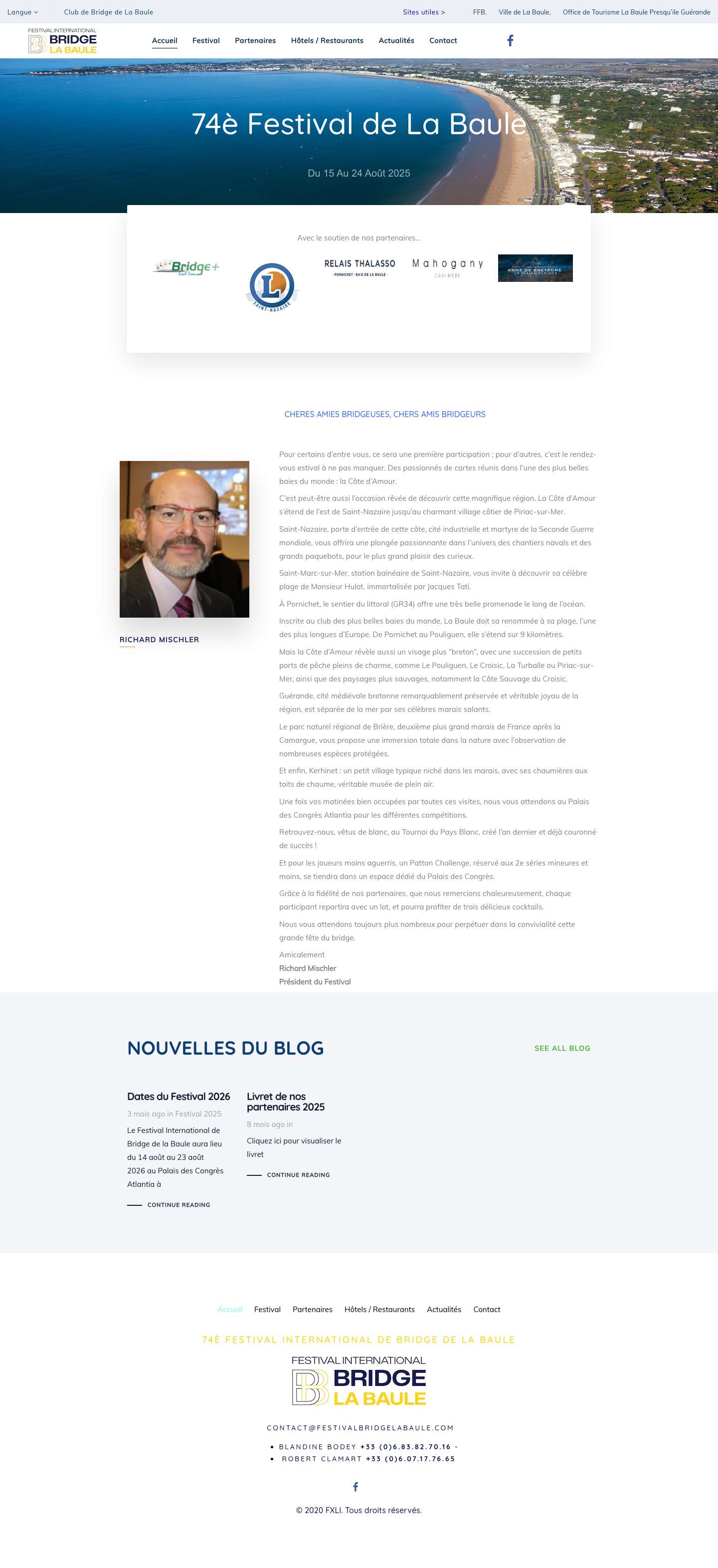 Accueil - Festival International de bridge de La Baule - Full Screenshot