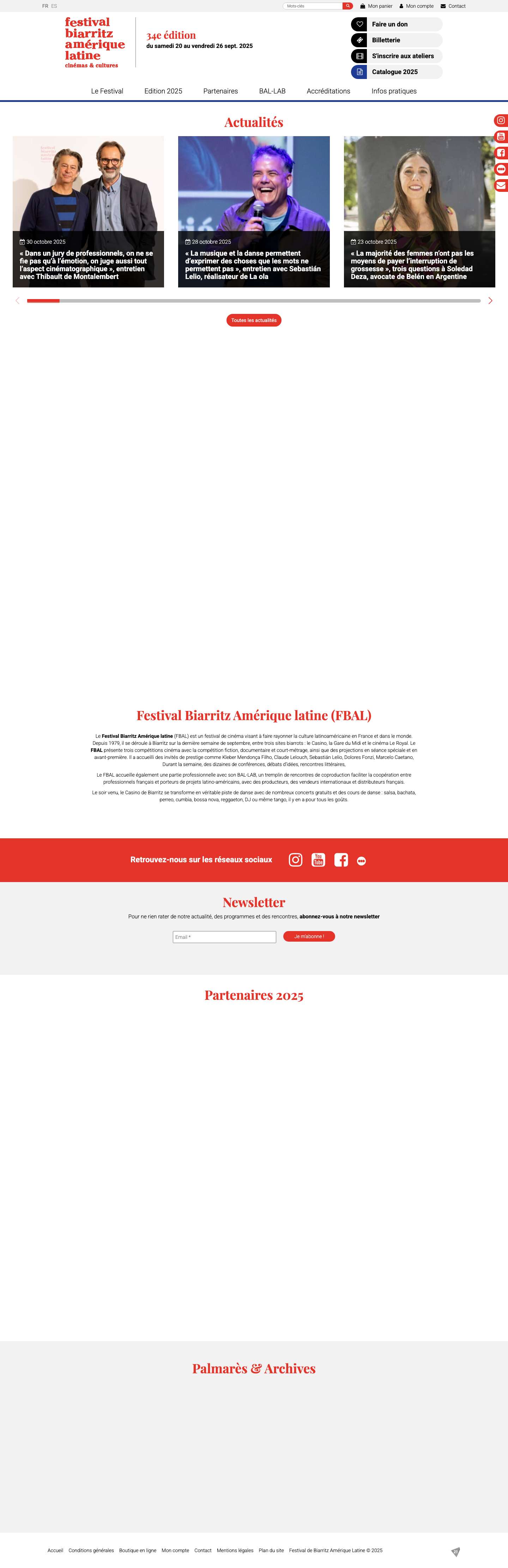Festival de Biarritz Amérique Latine (FBAL) - 34e éd. du 20 au 26 septembre 2025 - Full Screenshot
