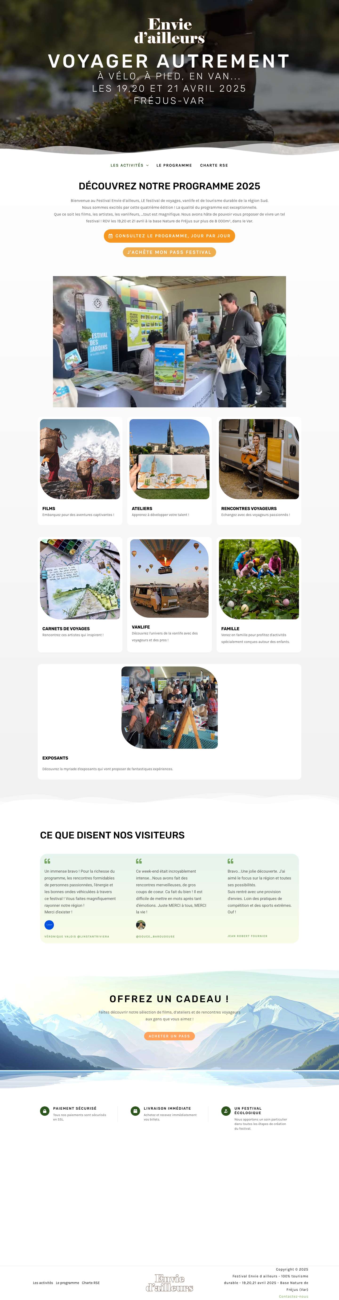 Festival Envie d ailleurs – 100% tourisme durable – 19,20,21 avril 2025 – Base Nature de Fréjus (Var) - Full Screenshot