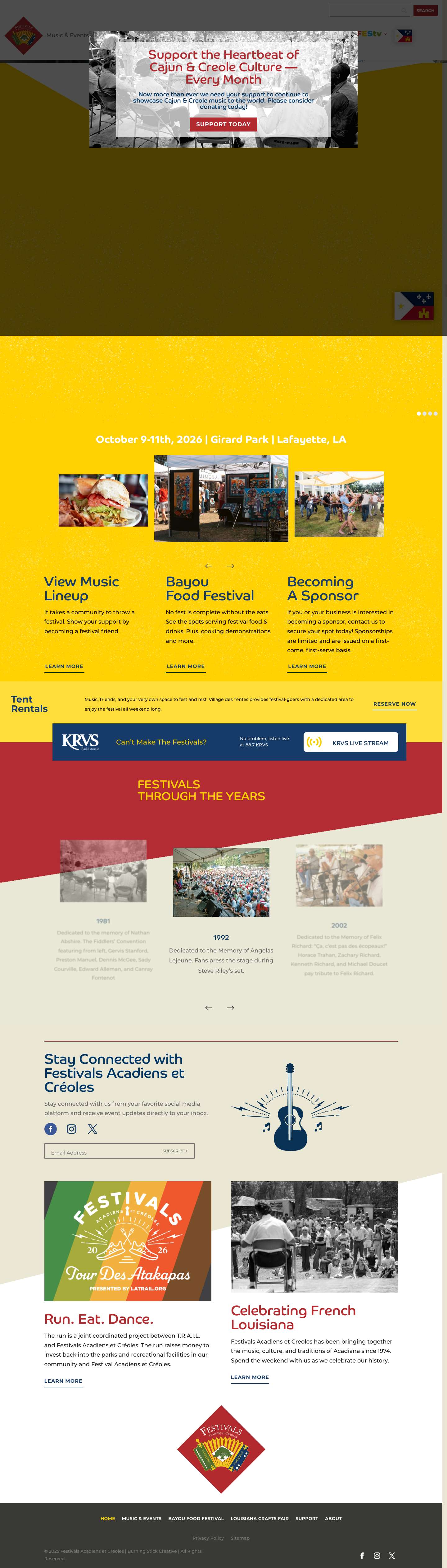 Festivals Acadiens et Créoles - Louisiana Music Festival - Lafayette, LA - Full Screenshot