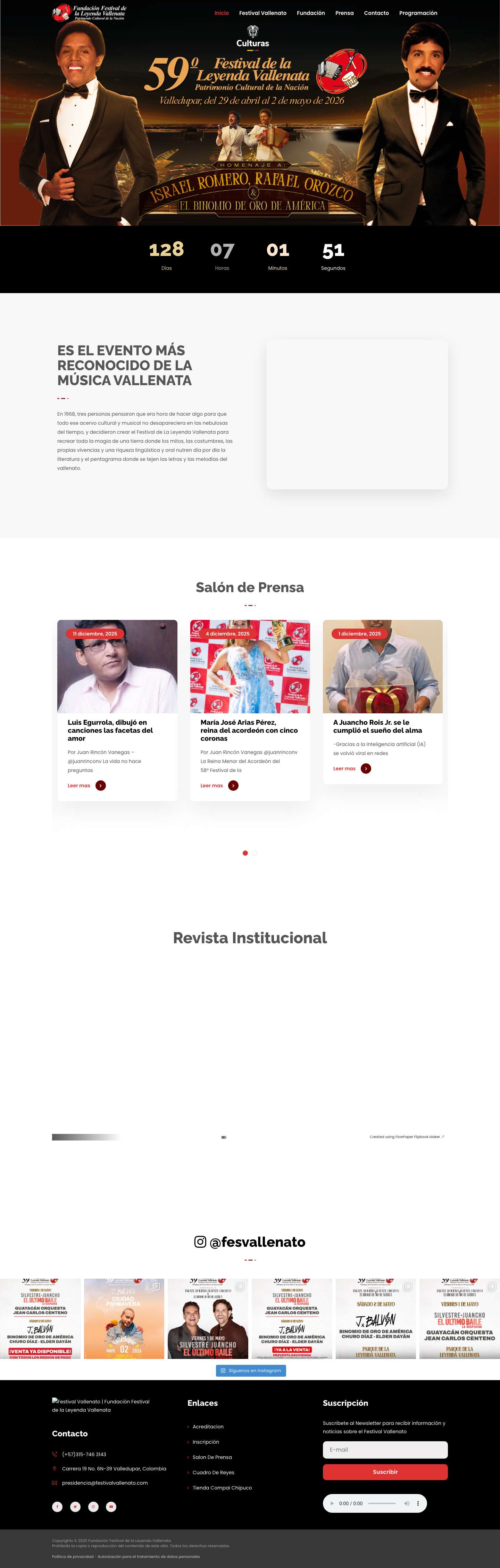 Festival Vallenato | Fundación Festival de la Leyenda Vallenata – Es el evento más reconocido de la música Vallenata en Colombia y el Mundo. - Full Screenshot