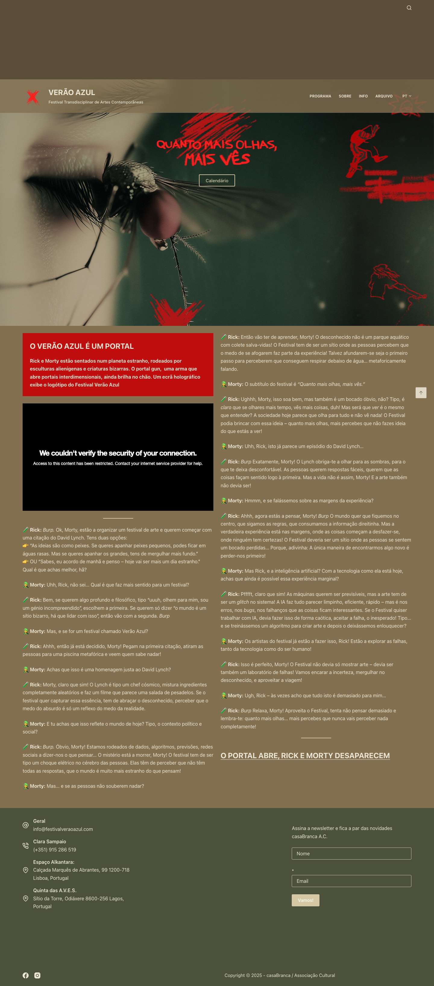 VERÃO AZUL – Festival Transdisciplinar de Artes Contemporâneas - Full Screenshot