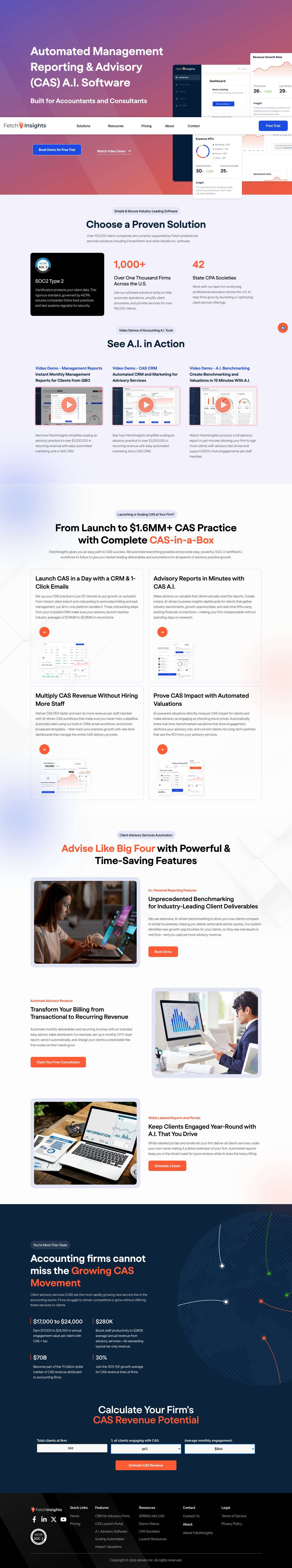 Client Advisory Services (CAS) A.I. & CRM Software for Firms - Full Screenshot
