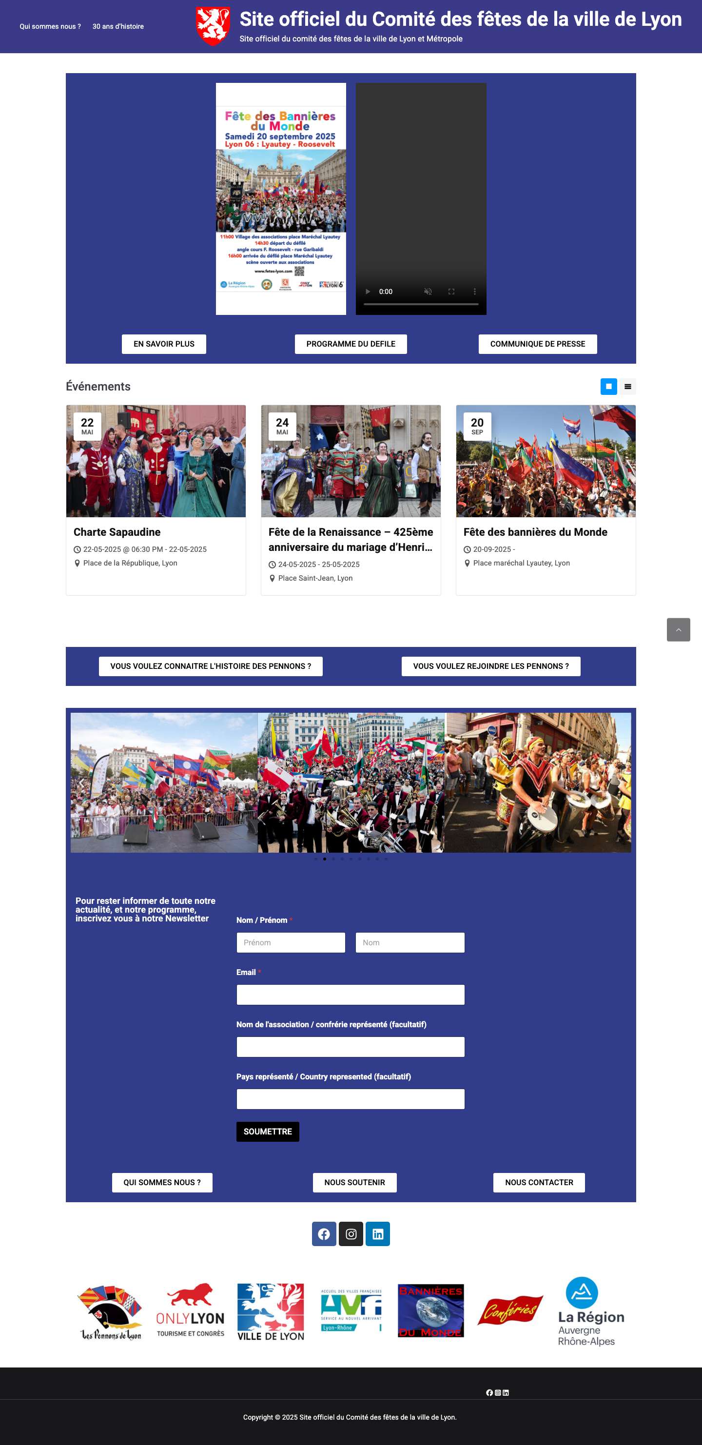 Site officiel du Comité des fêtes de la ville de Lyon - Full Screenshot