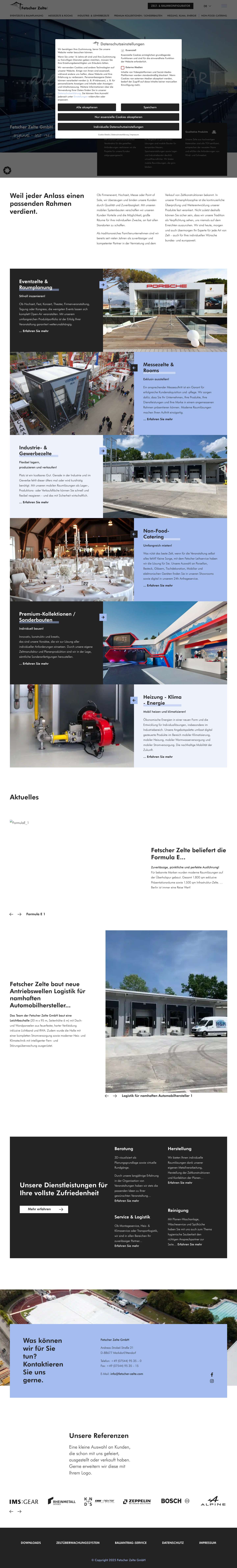 Fetscher Zelte – Ihr Experte für Zeltverleih und -verkauf. - Full Screenshot