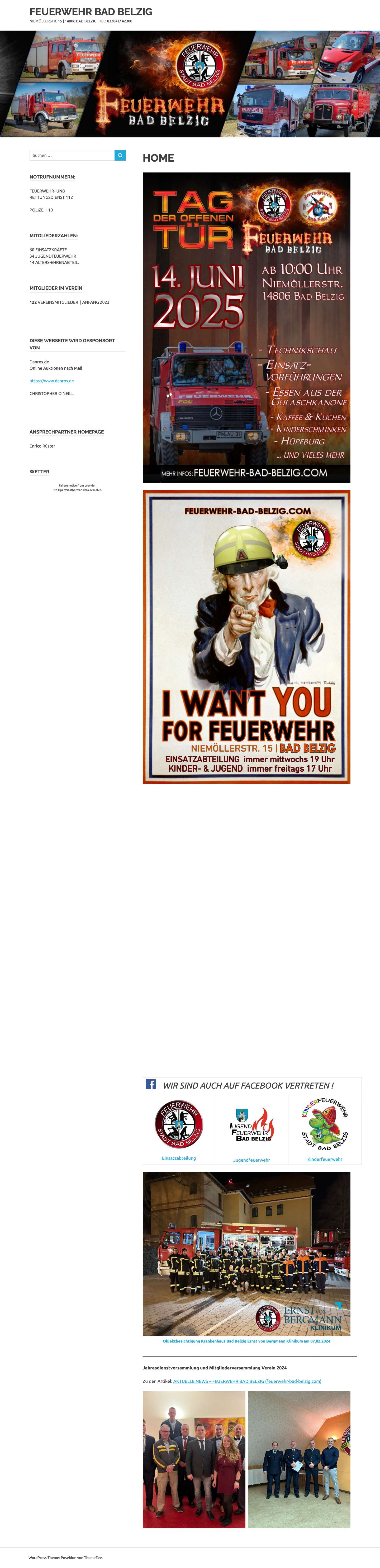 FEUERWEHR BAD BELZIG – NIEMÖLLERSTR. 15 | 14806 BAD BELZIG | TEL: 033841/ 42300 - Full Screenshot