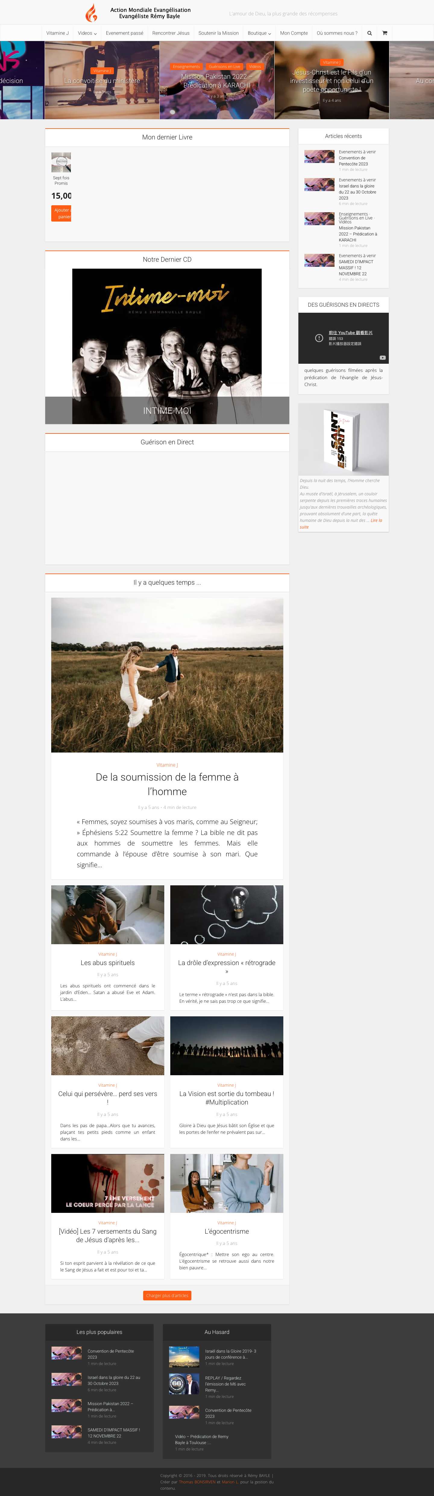 Guérisons, Miracles et Témoignages - Rémy Bayle - Le Blog Officiel - Feu et Gloire - Full Screenshot