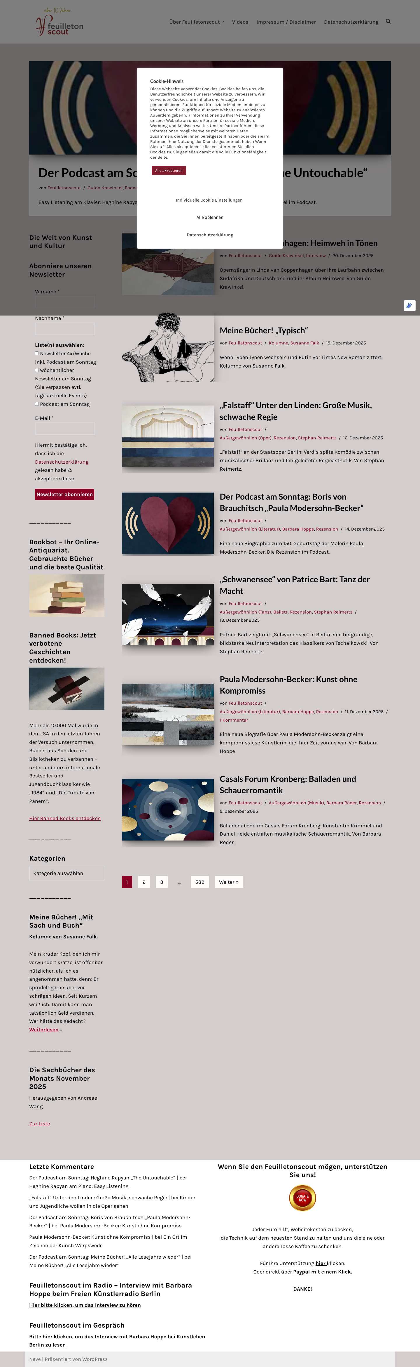 Feuilletonscout. Das Kulturmagazin für Entdecker - Full Screenshot