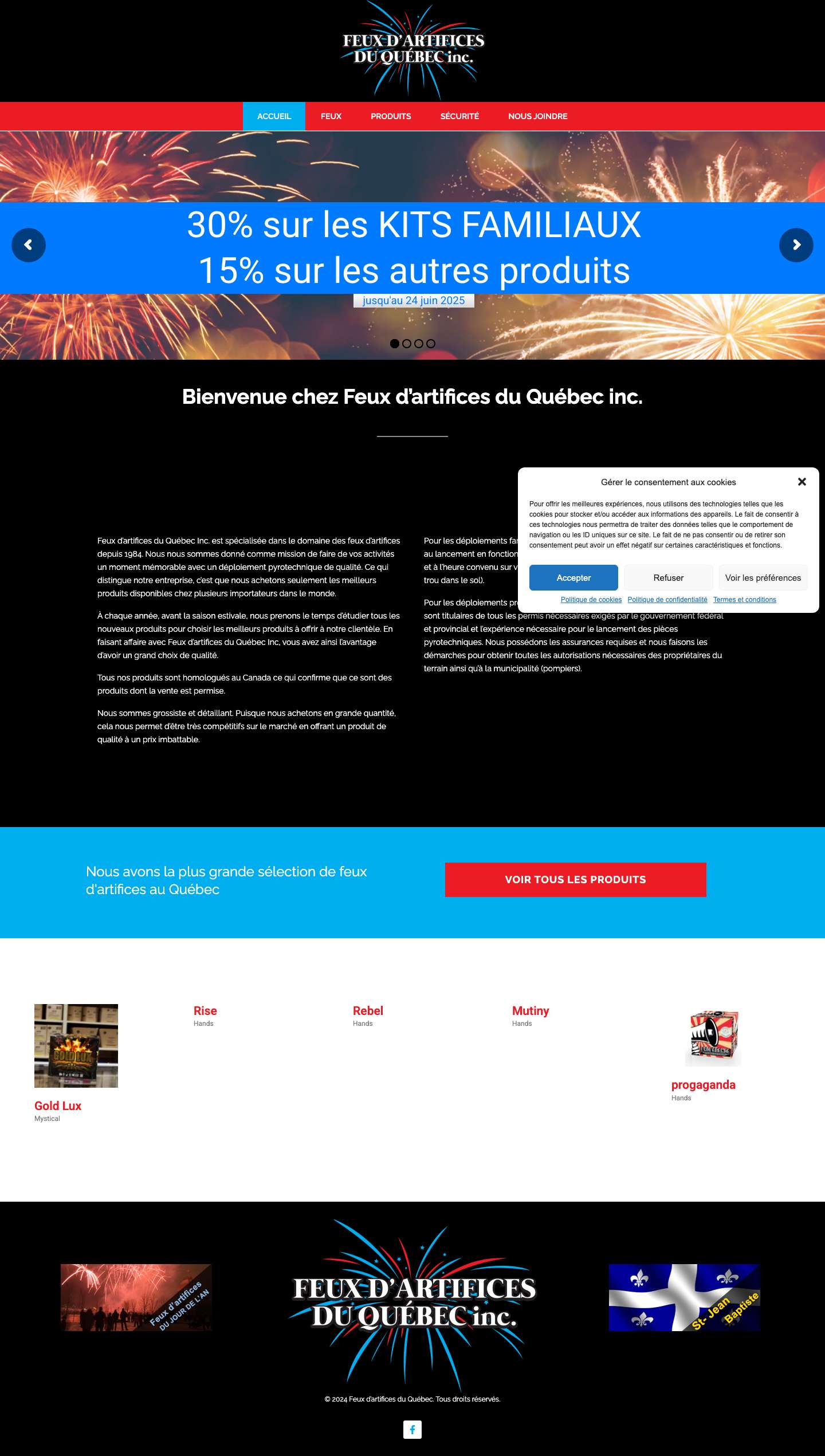 Accueil - Feux d'artifices du Québec - Full Screenshot