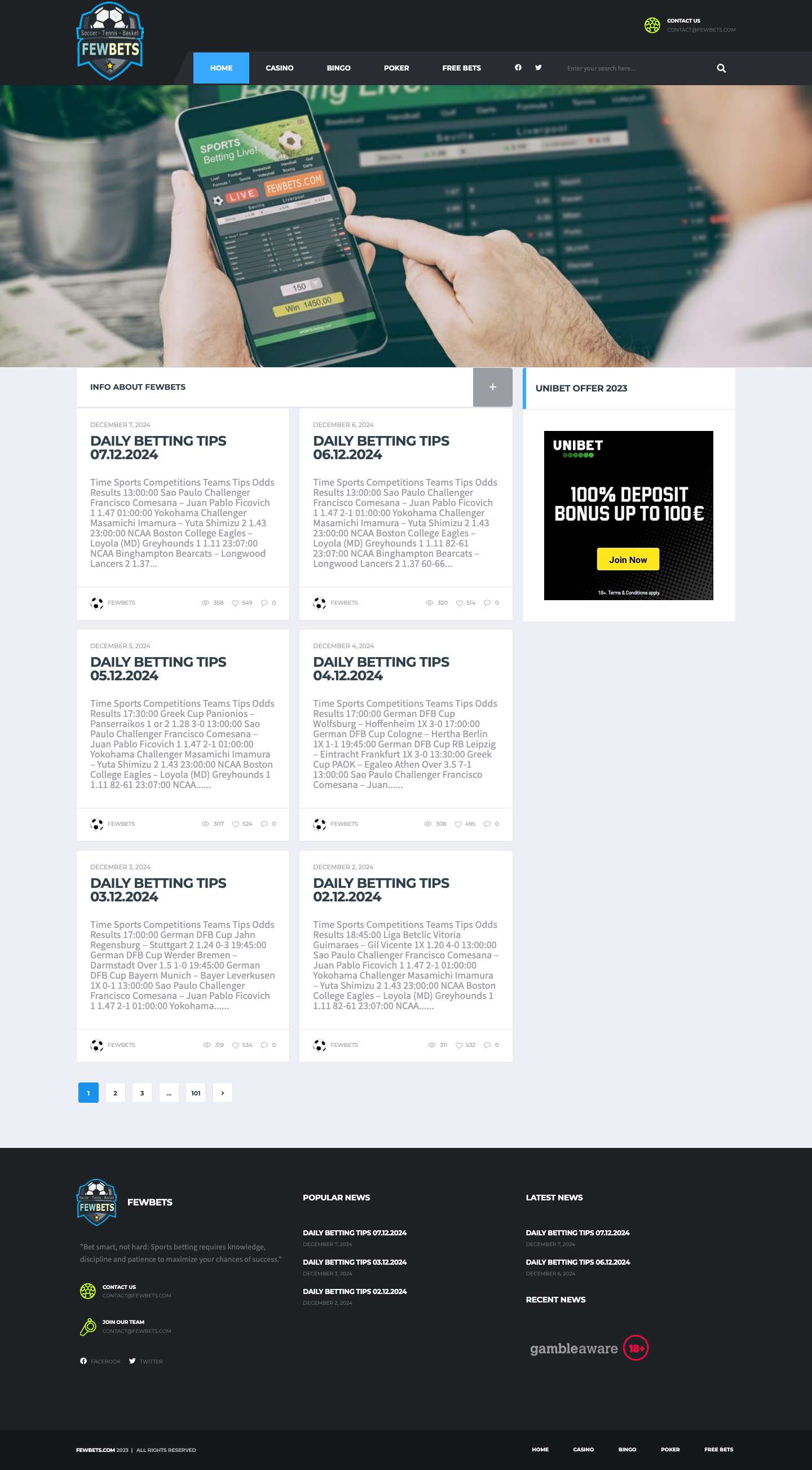 Daily Betting Tips - Free Bets Bonus - December 2025 - Full Screenshot