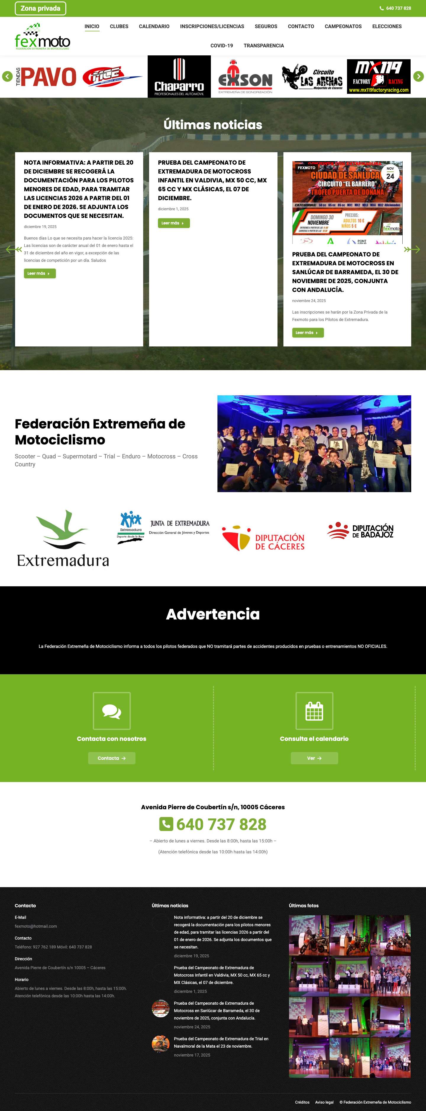 Federación Extremeña de Motociclismo – FEXMOTO - Full Screenshot