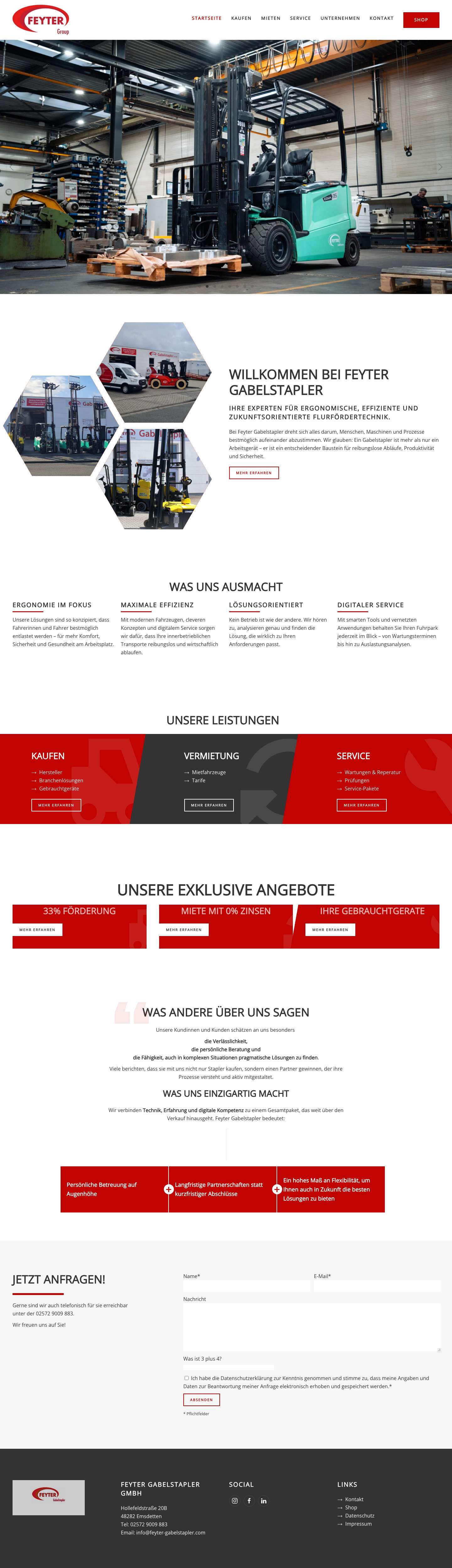 Startseite - Feyter Gabelstapler - Full Screenshot