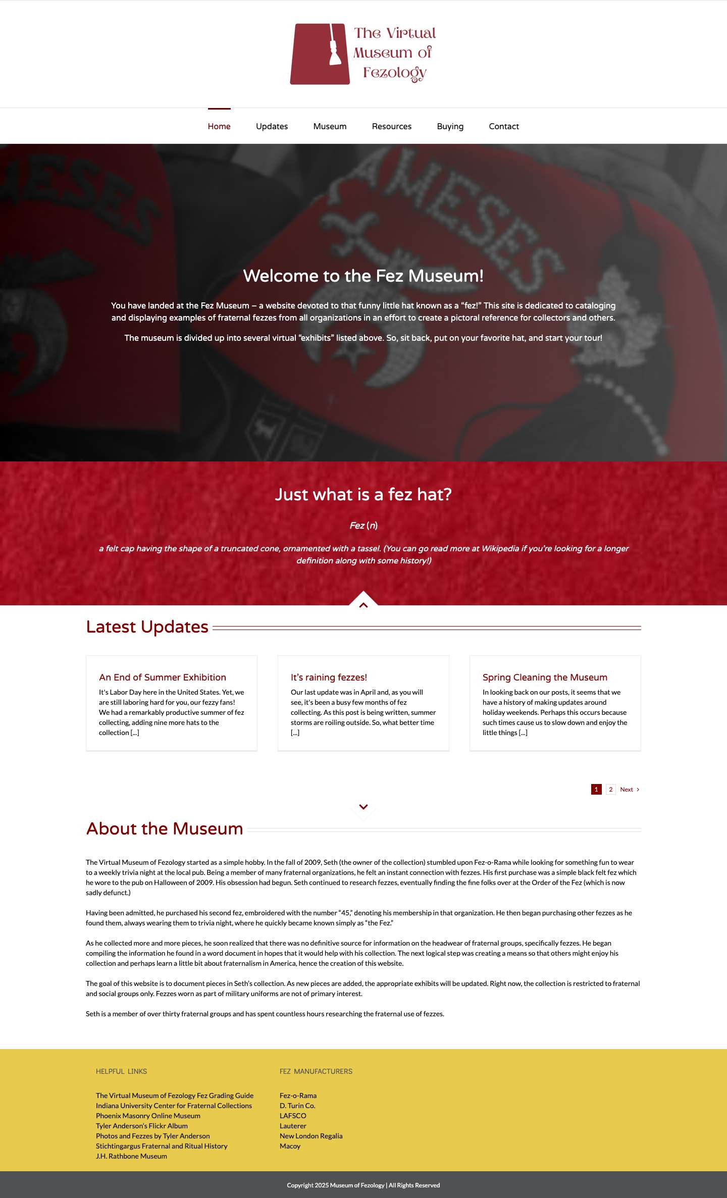 The Fez Museum - Dedicated to Fraternal Fez Hats - Full Screenshot