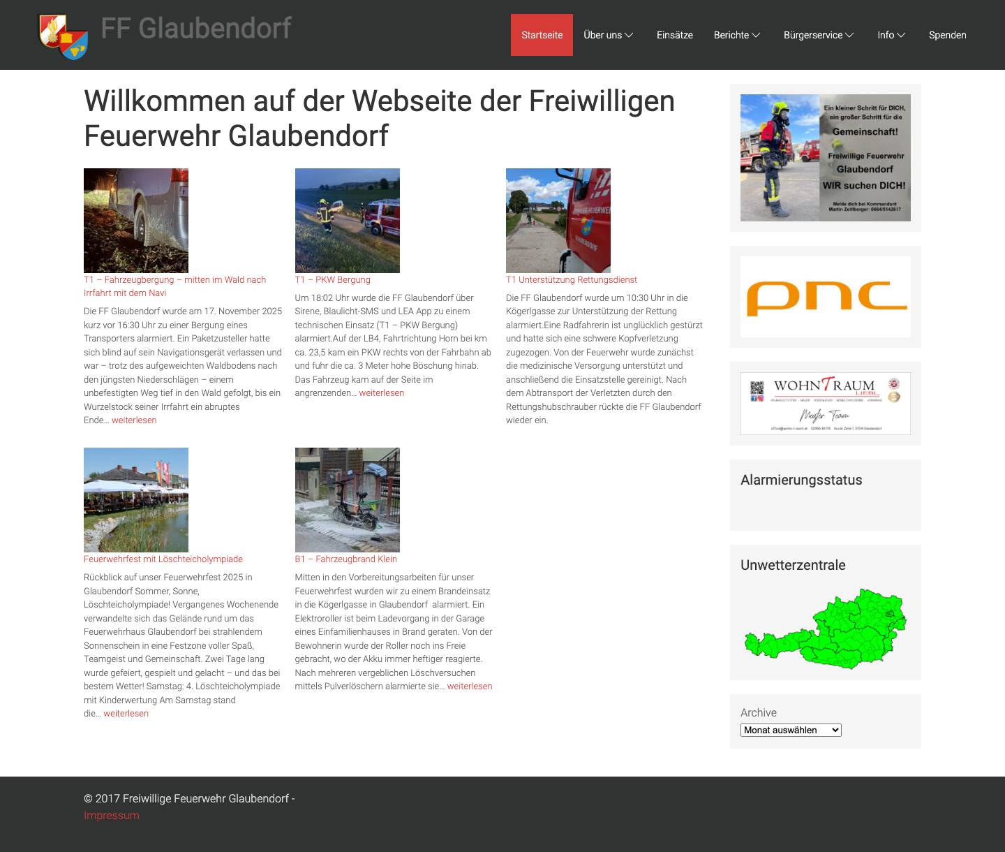 FF Glaubendorf – Feuerwehr Glaubendorf - Full Screenshot