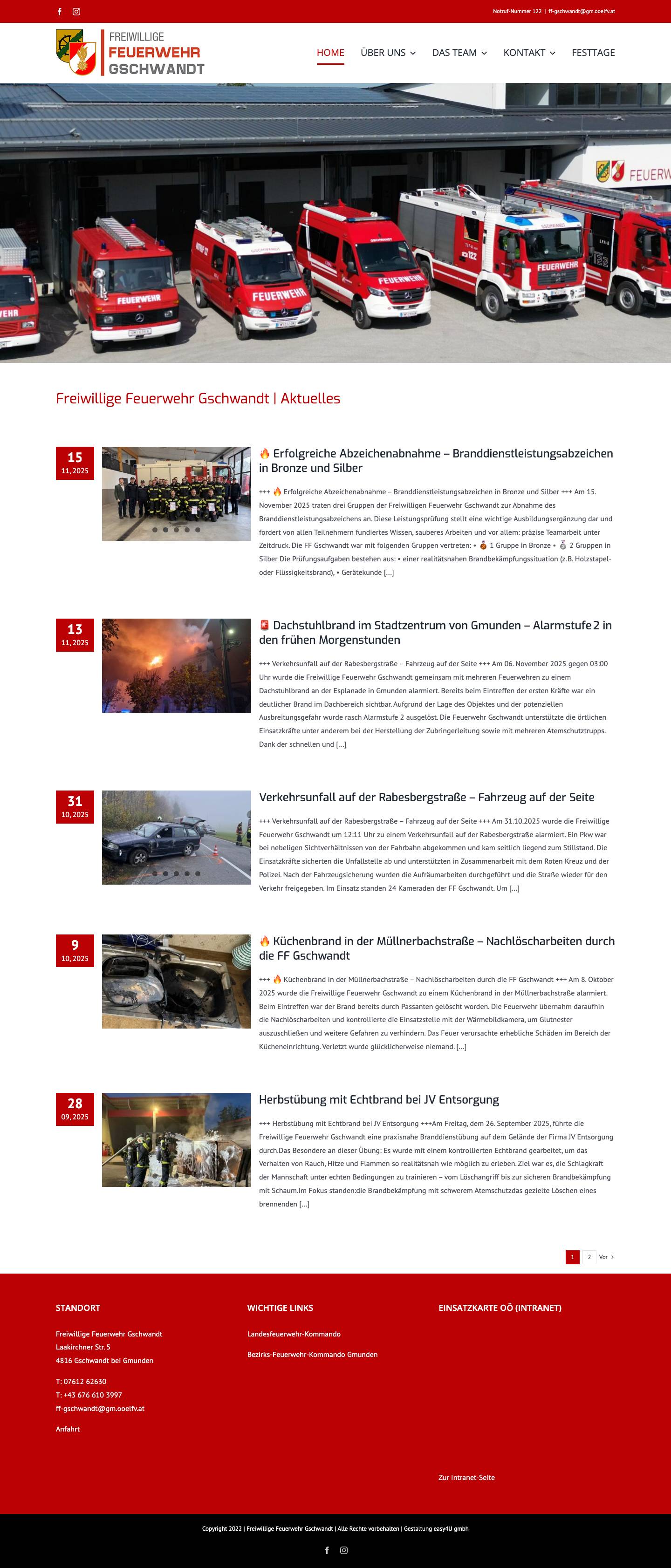 Home - Freiwillige Feuerwehr Gschwandt - Full Screenshot