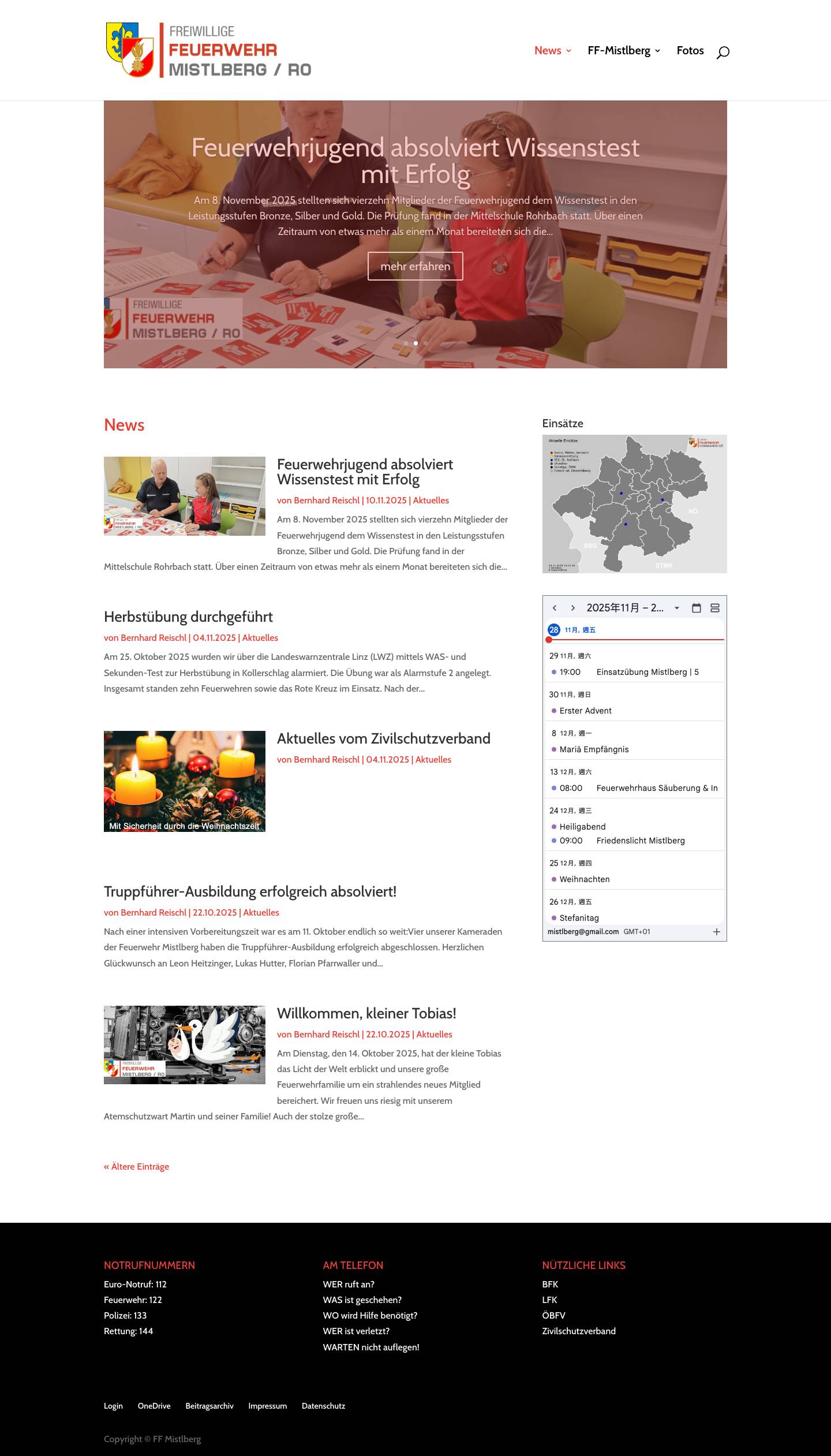 FF Mistlberg | Offizielle Website der freiwilligen Feuerwehr Mistlberg - Full Screenshot