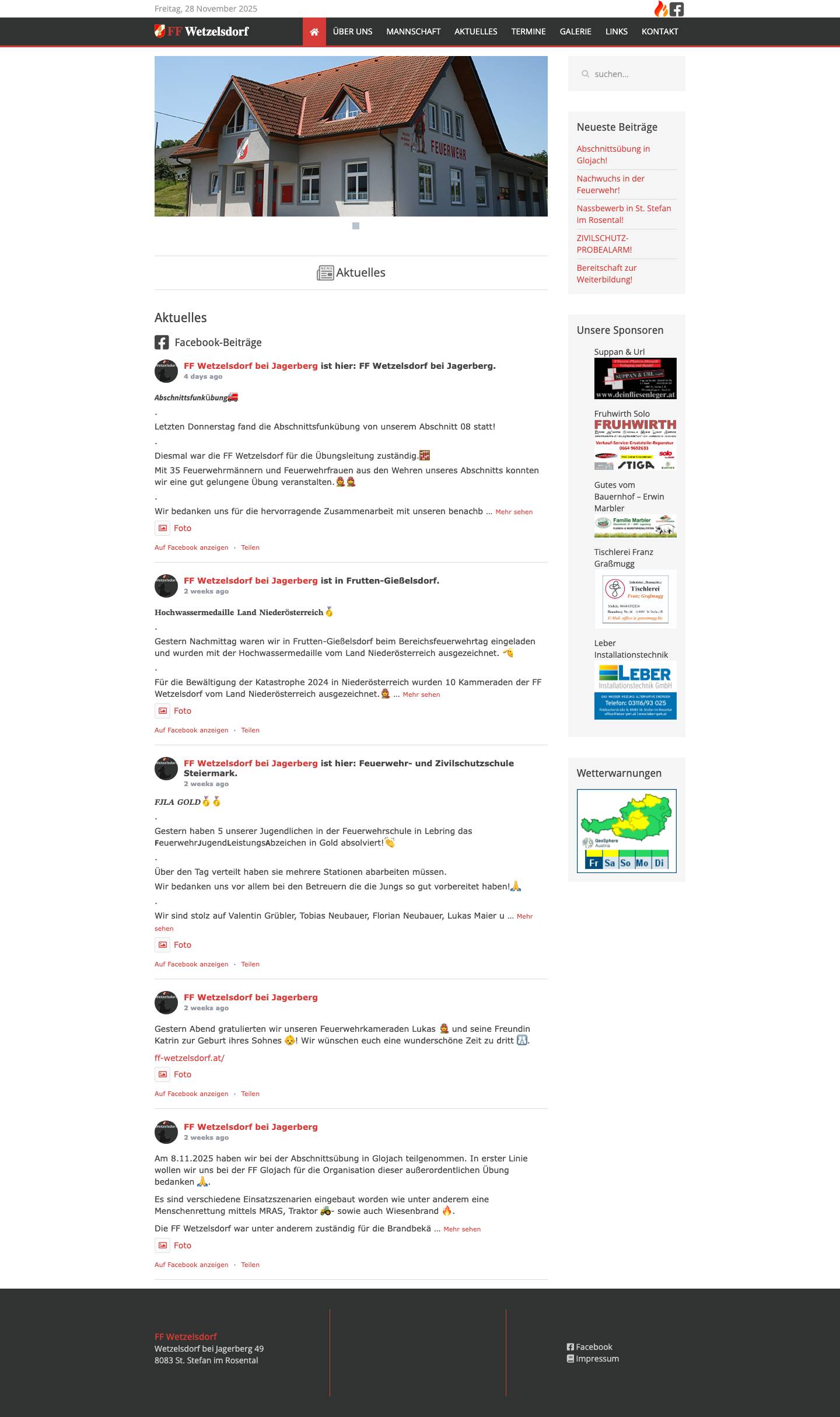 Aktuelles - FF Wetzelsdorf b. Jagerberg - Full Screenshot