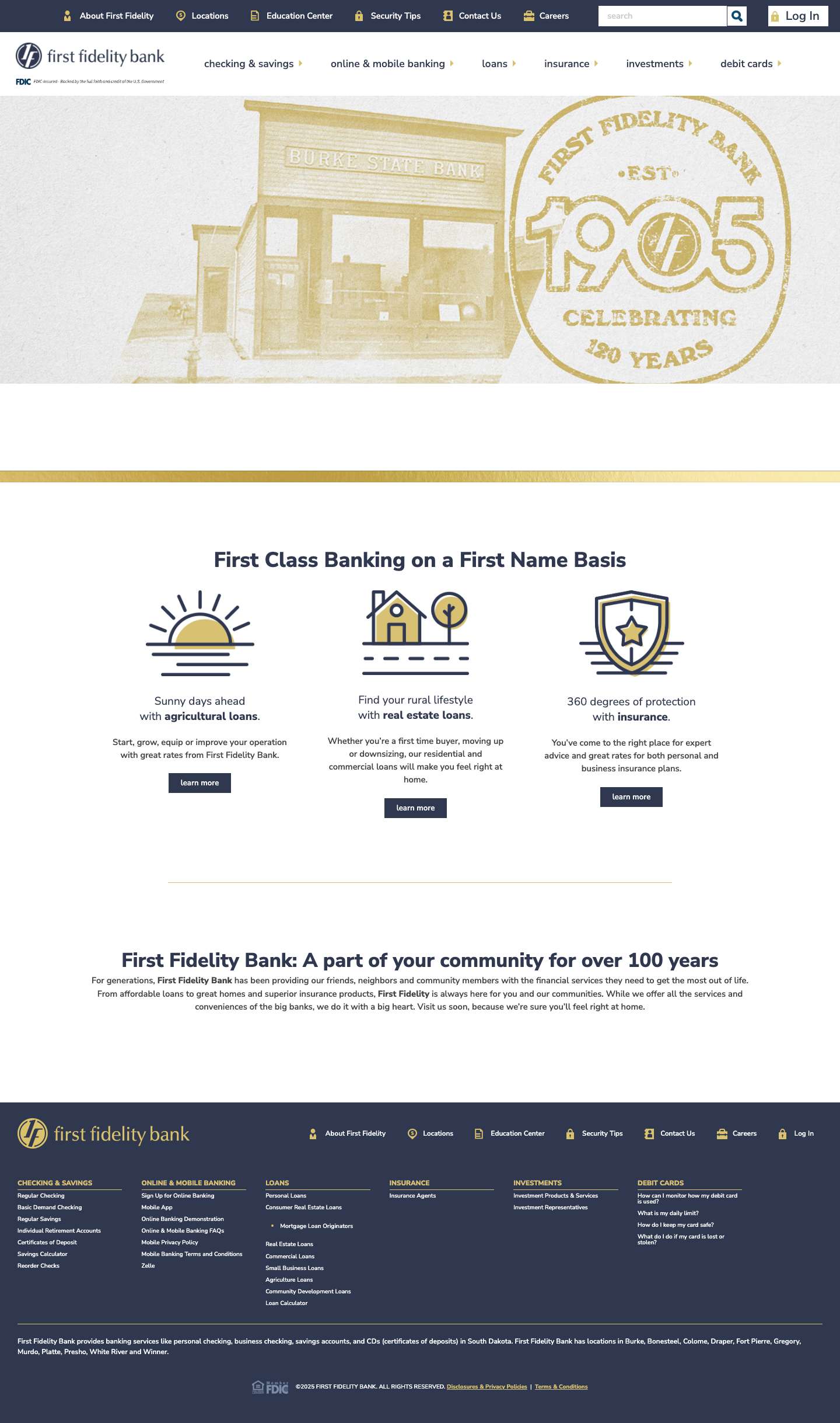 First Fidelity Bank Home | We know about Neighborhood Banking - Full Screenshot