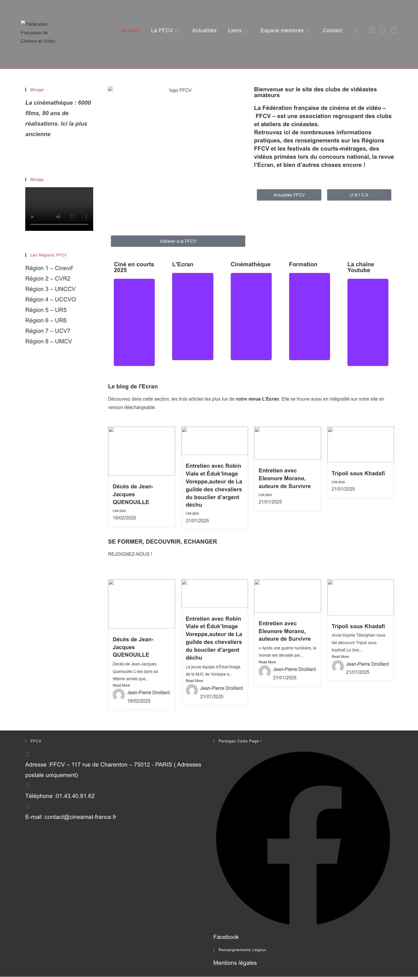 Accueil - Fédération Française de Cinéma et Vidéo - Full Screenshot
