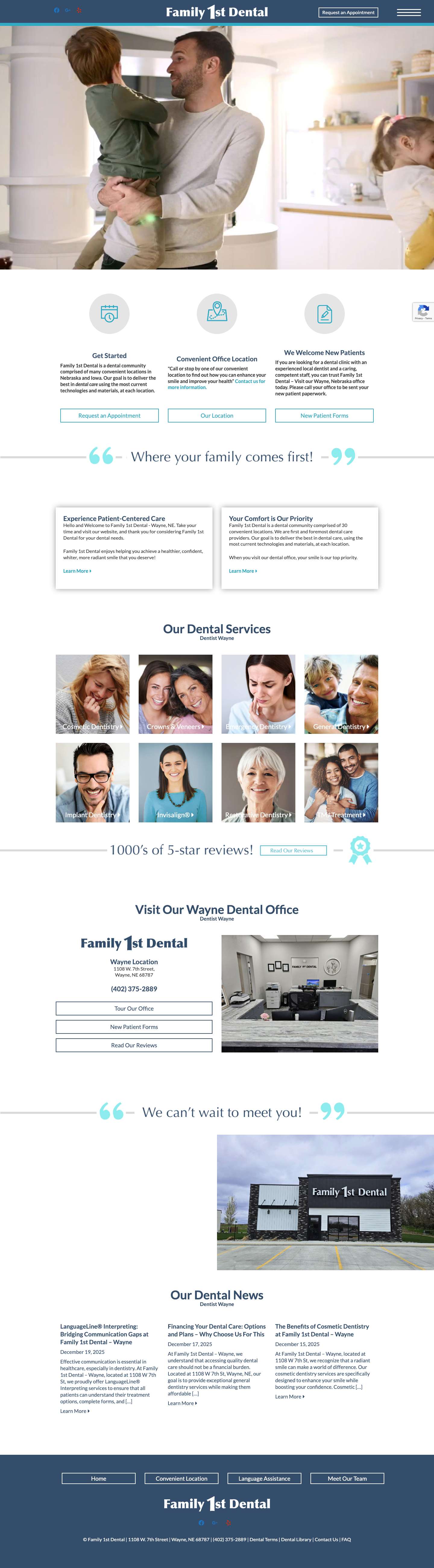 Dentist Wayne | Family 1st Dental - Full Screenshot