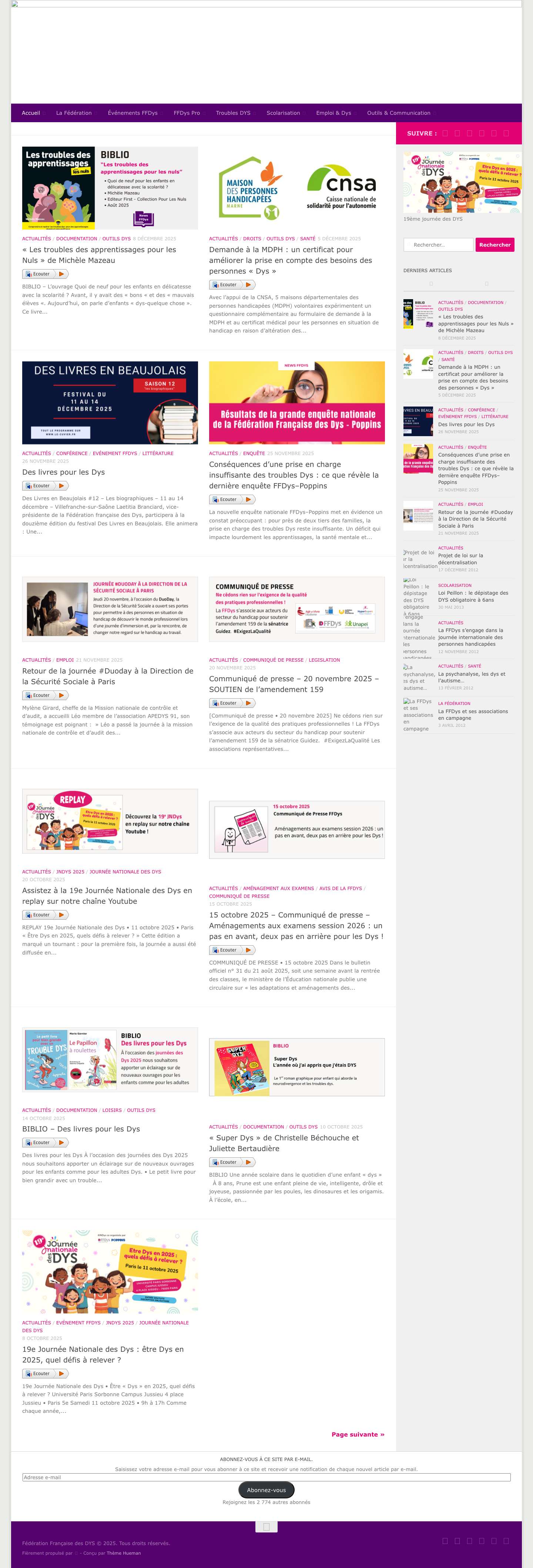 Fédération Française des DYS - - Full Screenshot