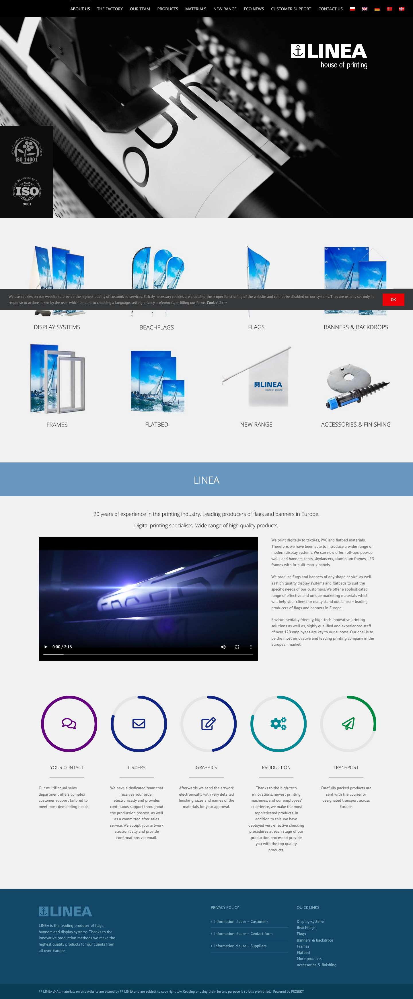 LINEA | oferujemy flagi, banery, flagi plażowe, systemy wystawiennicze. - Full Screenshot