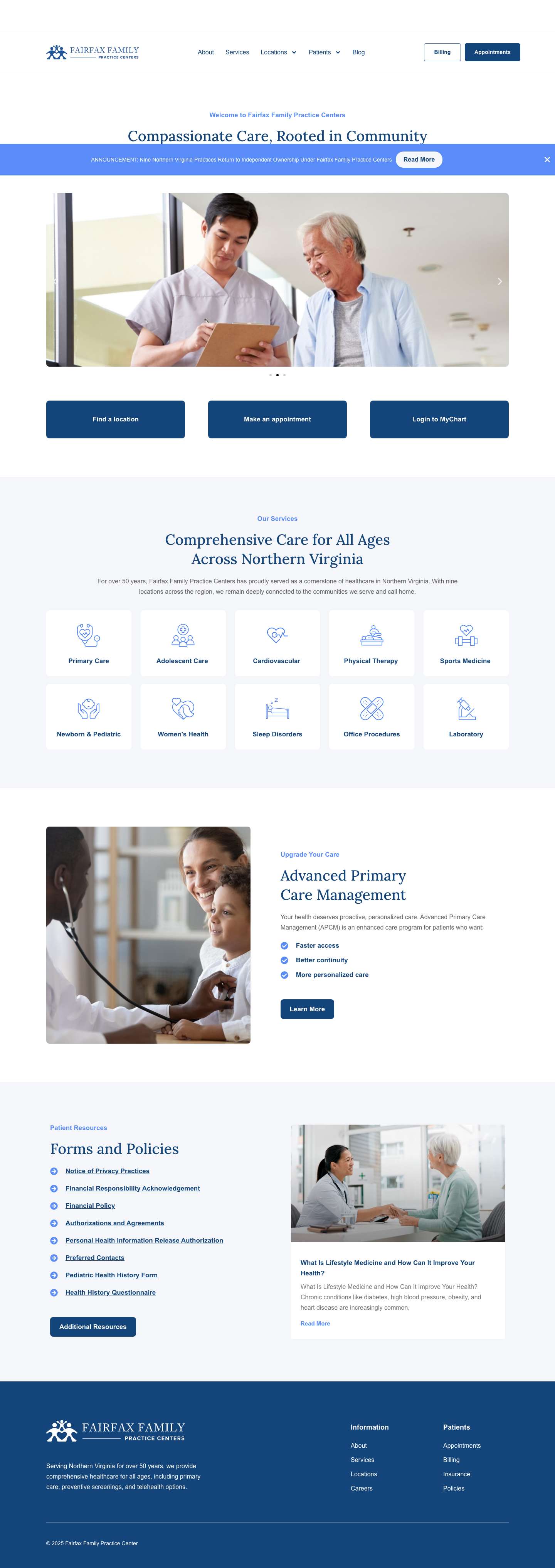 Fairfax Family Practice Centers | Family Primary Care in Northern Virginia - Full Screenshot