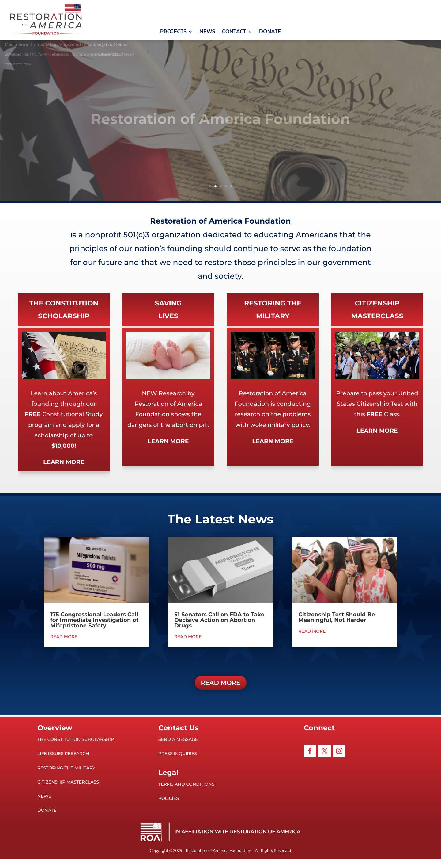 Restoration of America Foundation - Full Screenshot