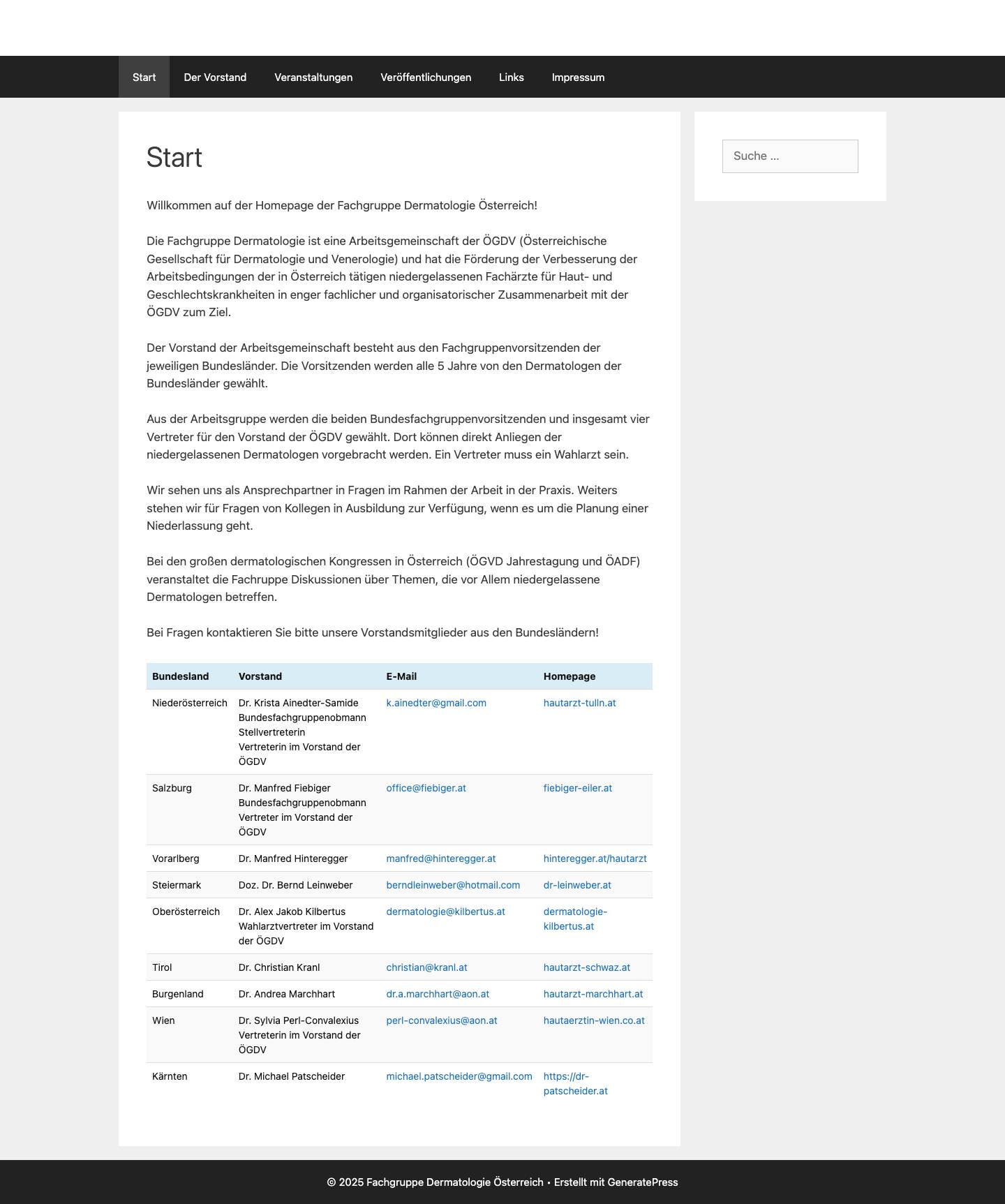 Fachgruppe Dermatologie Österreich - Full Screenshot
