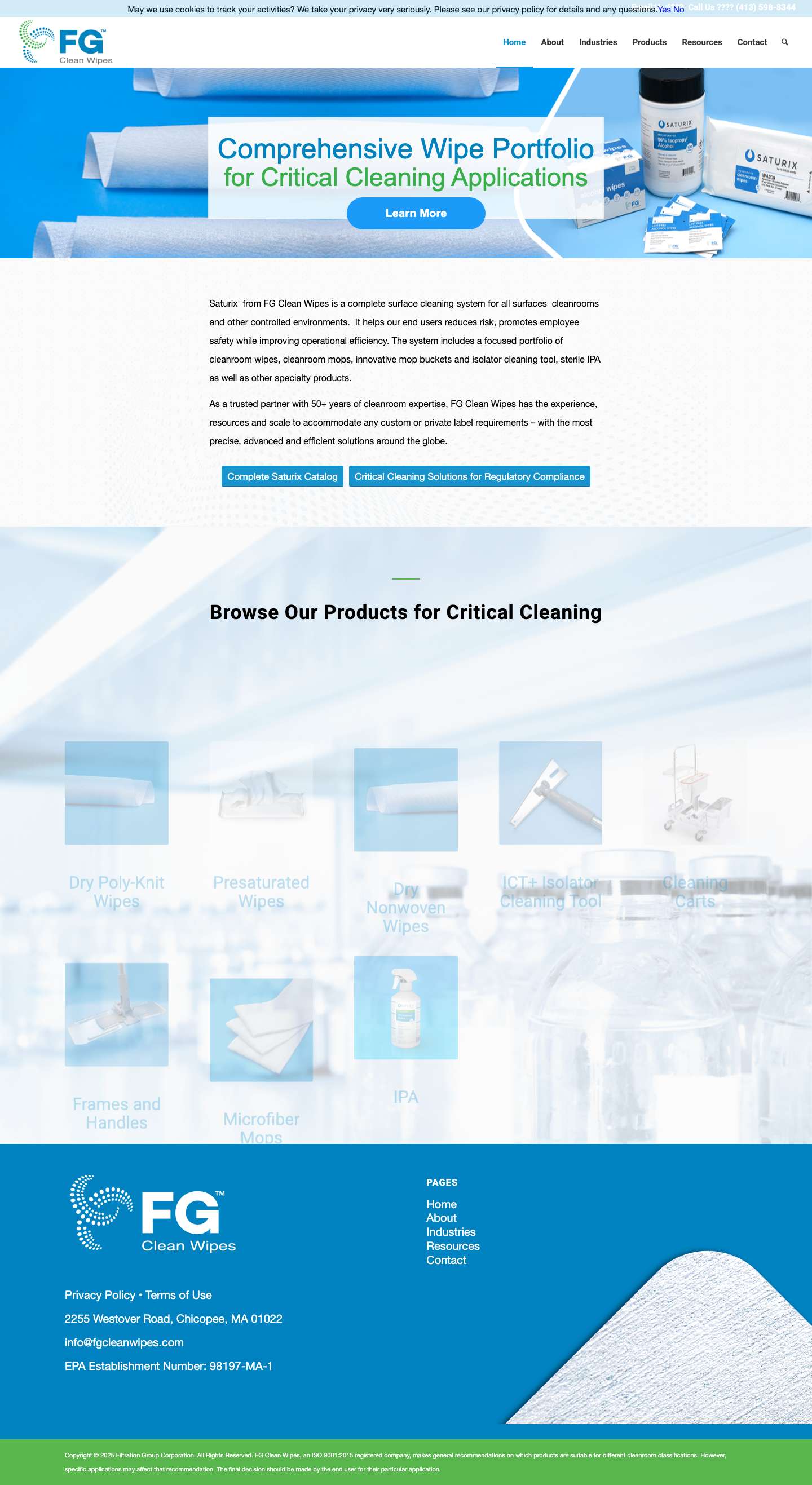 Saturix: Cleaning supplies for cleanrooms and critical environmentsShopping CartClick to open the search input fieldScroll to top - Full Screenshot