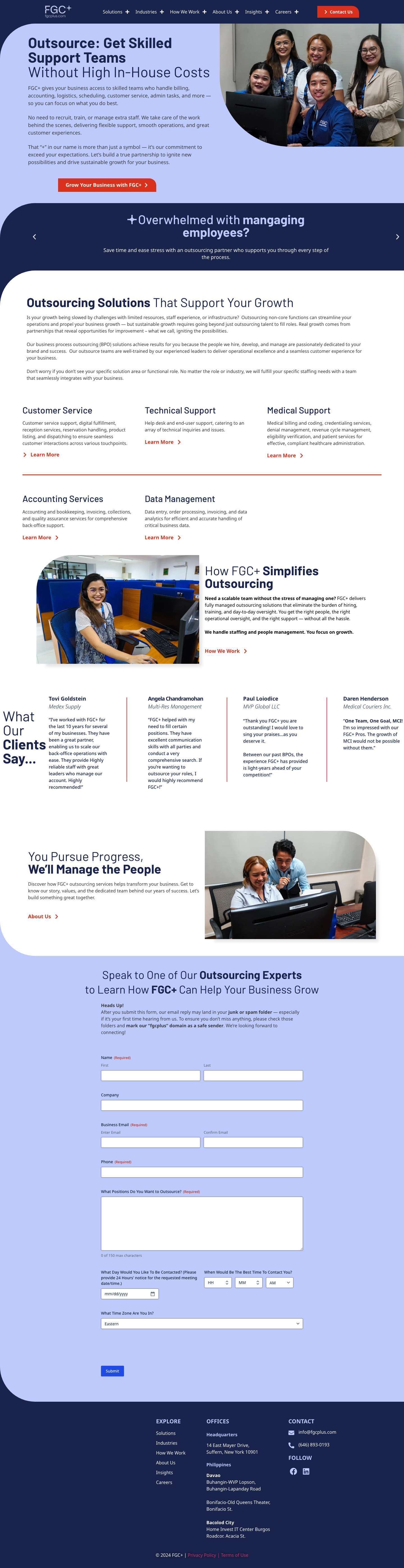 FGC+ Outsourcing Solutions | Premier Outsourcing Provider - Full Screenshot