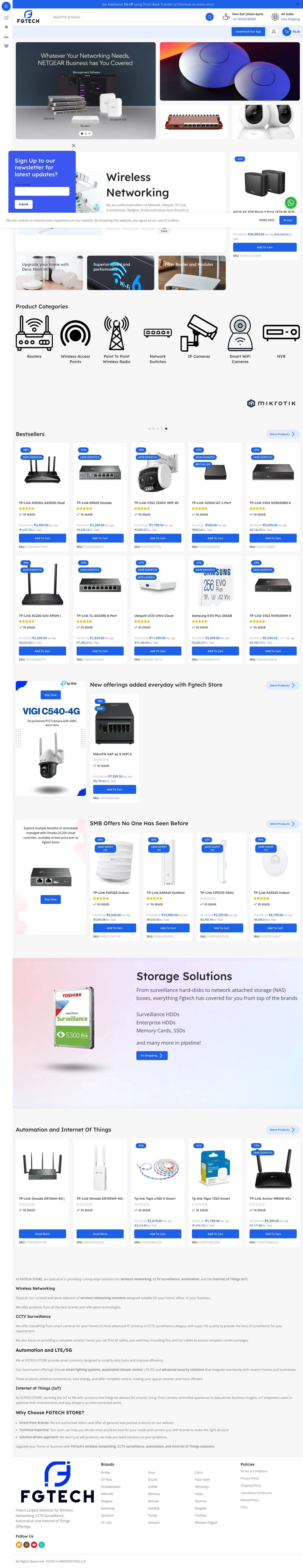 Buy Wireless Networking, CCTV Surveillance, Automation, Internet Of Things Products Online India - FGTECH STORE - Full Screenshot