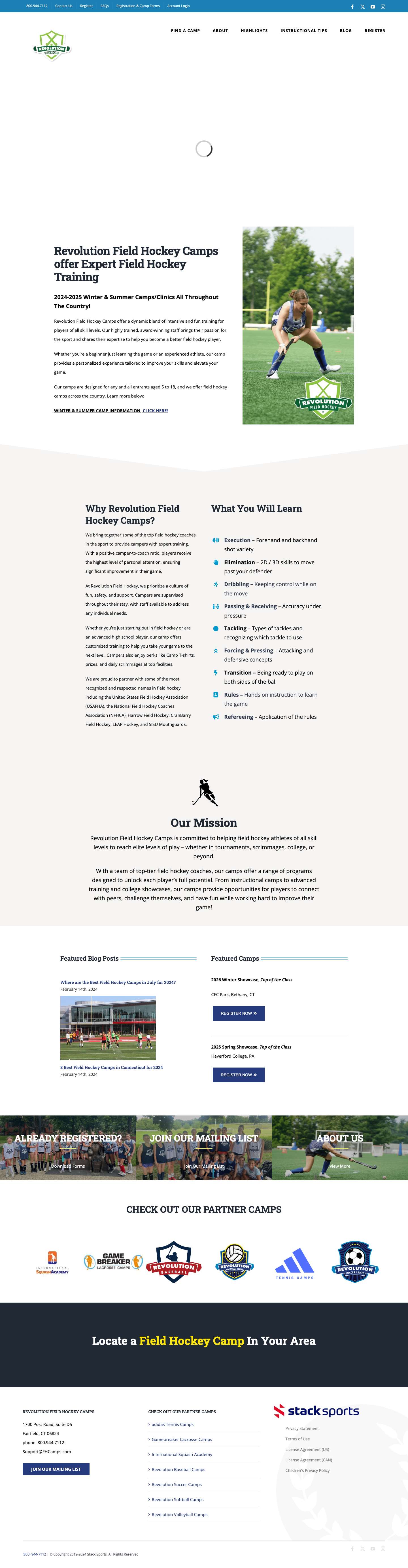 Youth Revolution Field Hockey Camps | Summer Sports Camps - Full Screenshot