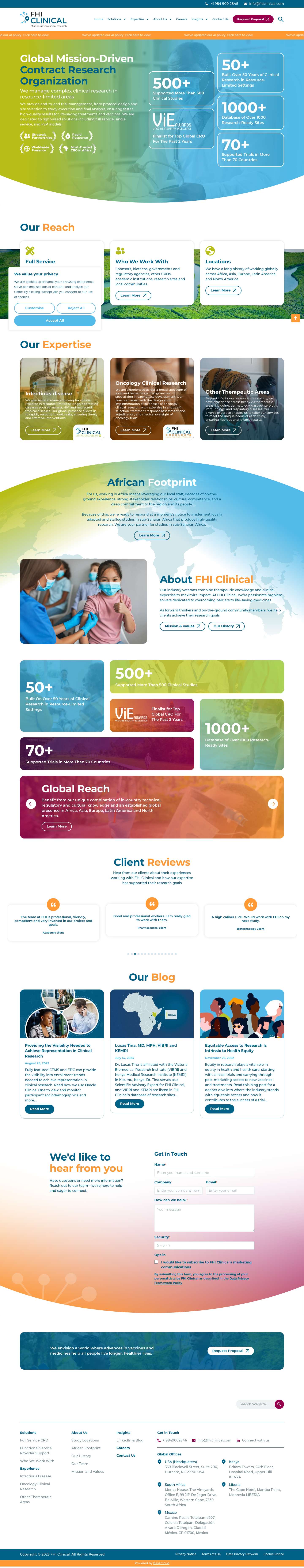 FHI Clinical - Mission-Driven Contract Research Organization - Full Screenshot