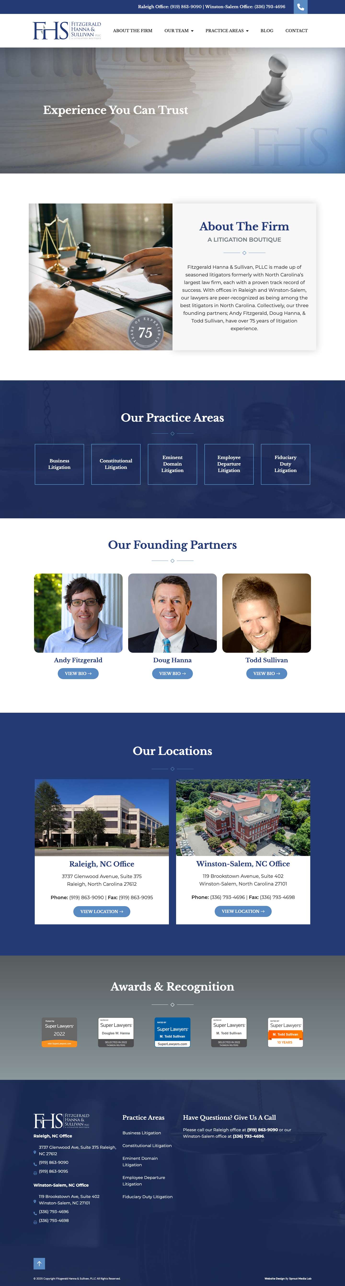 FHS Litigation - FHS Law Firm in Raleigh & Winston-Salem - Full Screenshot