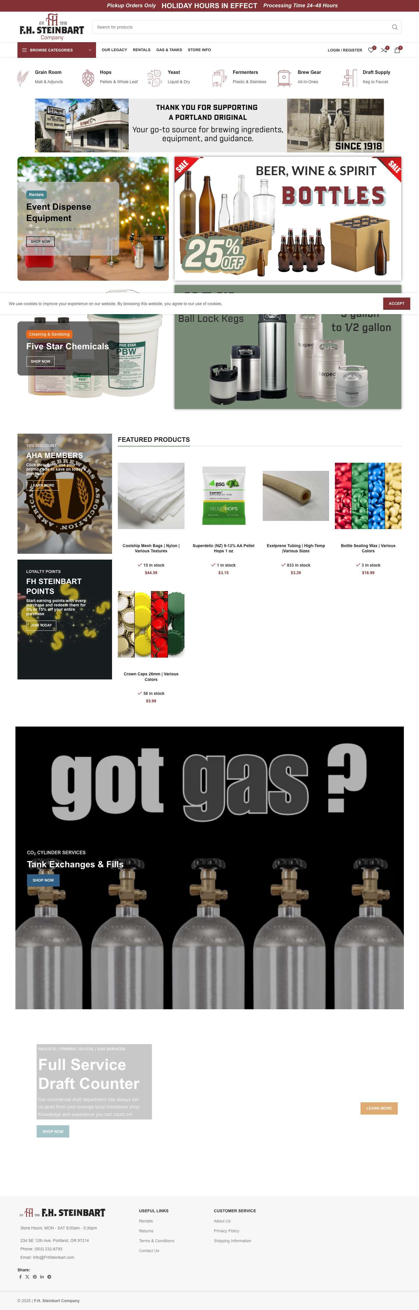 FH Steinbart Co. | The Oldest Homebrew Shop in America - Full Screenshot