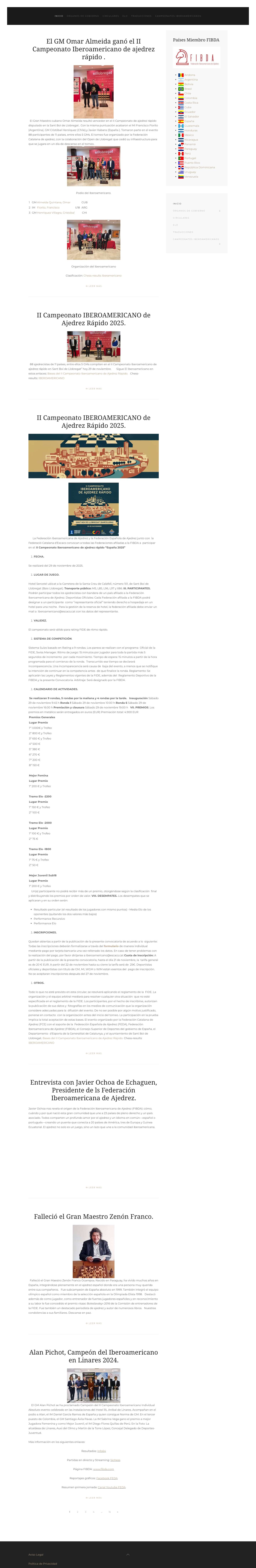 FIBDA » Federación Iberoamericana de Ajedrez - Full Screenshot