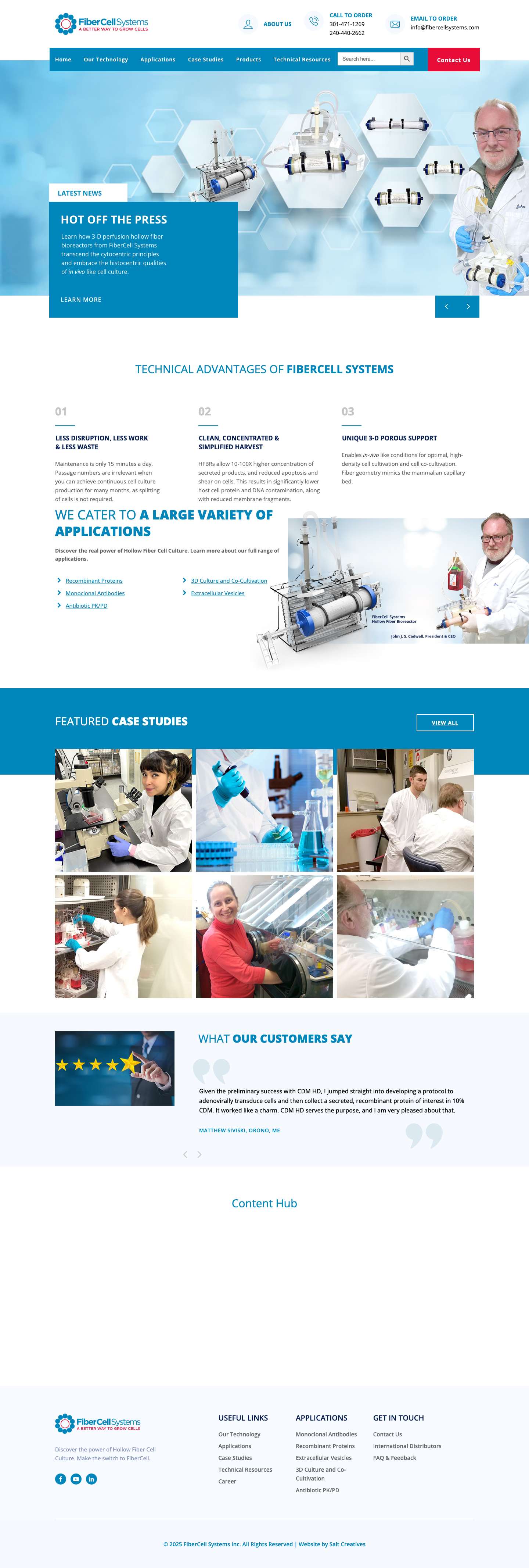 Home - FiberCell Systems - Full Screenshot