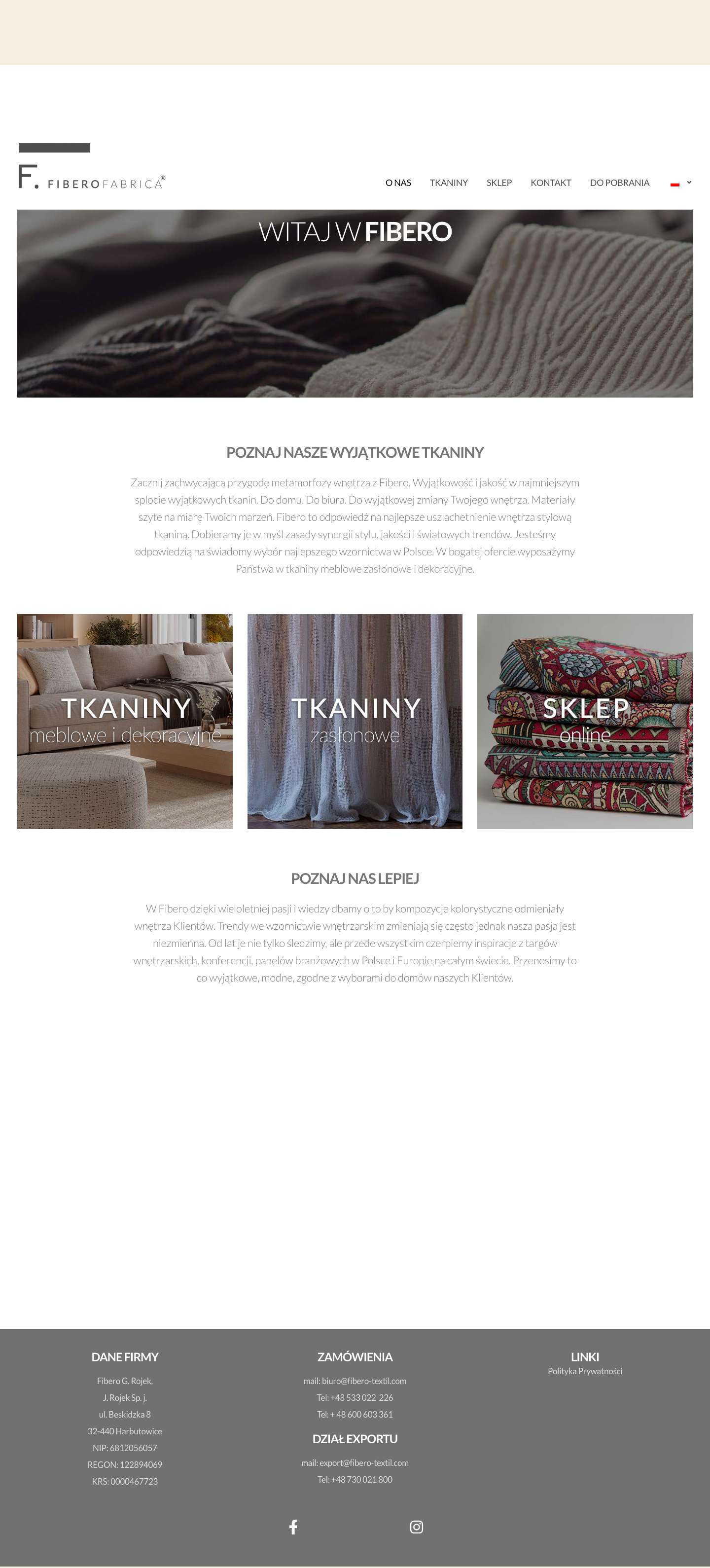 O nas - Fibero-Textil - Full Screenshot